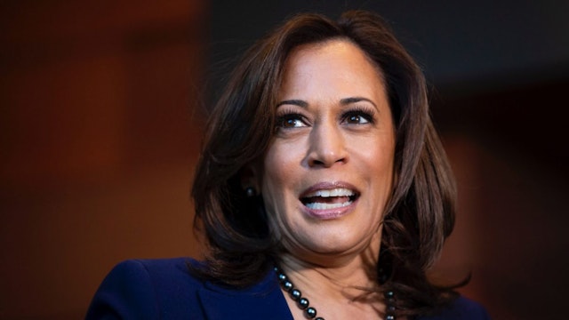 U.S. Sen. Kamala Harris (D-CA) speaks to reporters after announcing her candidacy for President of the United States, at Howard University, her alma mater, on January 21, 2019 in Washington, DC.