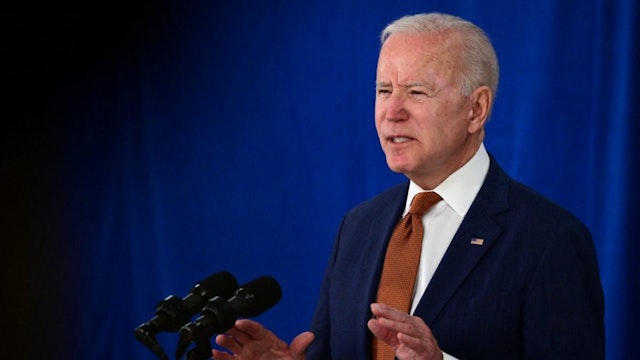 US President Joe Biden speaks about the May jobs report on June 4, 2021, at the Rehoboth Beach, Delaware, Convention Center.