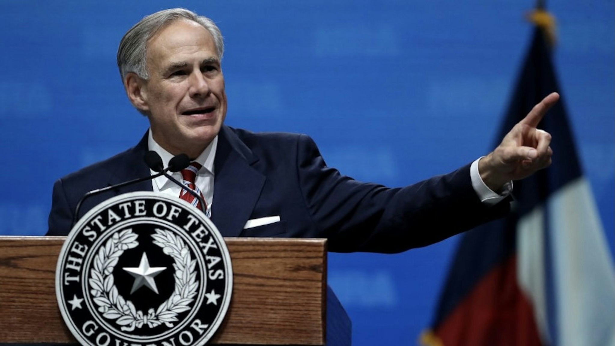 National Rifle Association Holds Its Annual Conference In Dallas, Texas DALLAS, TX - MAY 04: Texas Gov. Greg Abbott speaks at the NRA-ILA Leadership Forum during the NRA Annual Meeting & Exhibits at the Kay Bailey Hutchison Convention Center on May 4, 2018 in Dallas, Texas. The National Rifle Association's annual meeting and exhibit runs through Sunday. (Photo by Justin Sullivan/Getty Images) Justin Sullivan / Staff via Getty Images