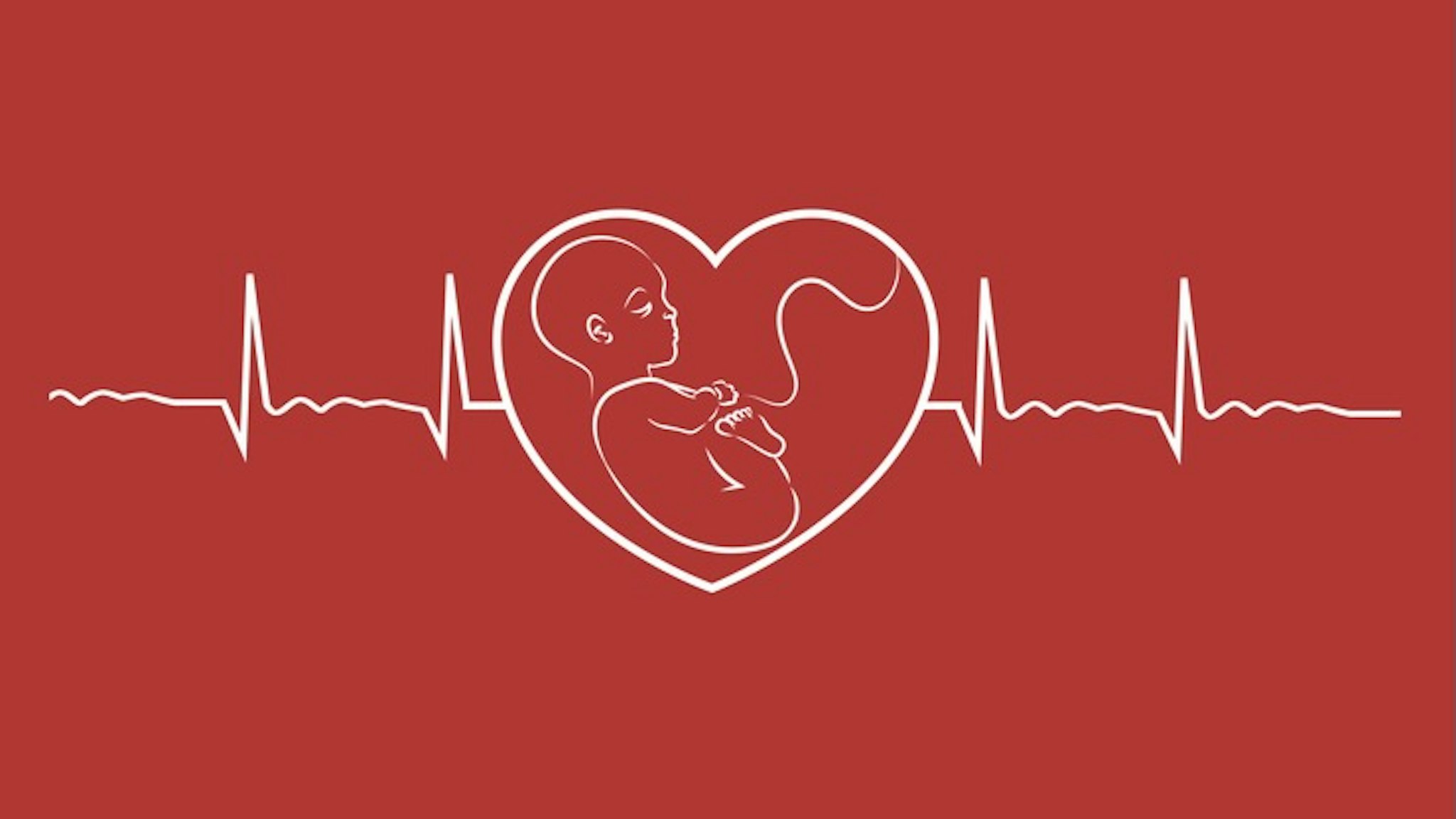 Baby on heart concept linear design vector. Heart beat graph of a pregnant woman. - stock vector Baby on heart concept linear design vector. Heart beat graph of a pregnant woman. CarlaNichiata via Getty Images
