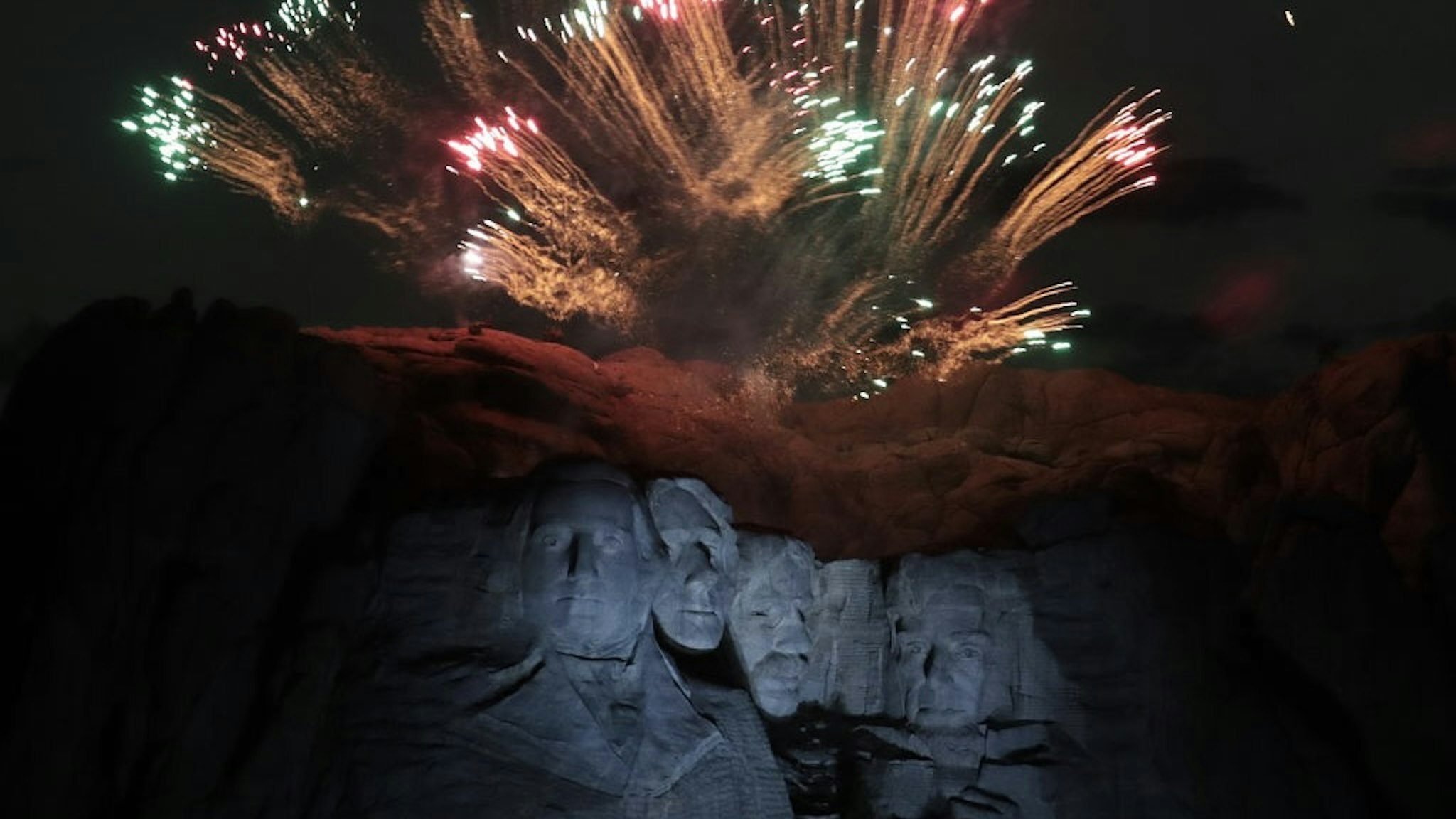 President Trump Hosts Independence Day Fireworks At Mount Rushmore KEYSTONE, SOUTH DAKOTA - JULY 03: Fireworks light up the sky above Mount Rushmore National Monument on July 03, 2020 near Keystone, South Dakota. President Donald Trump spoke before the start of the fireworks display, the first at the monument in about a decade. (Photo by Scott Olson/Getty Images) Scott Olson / Staff via Getty Images
