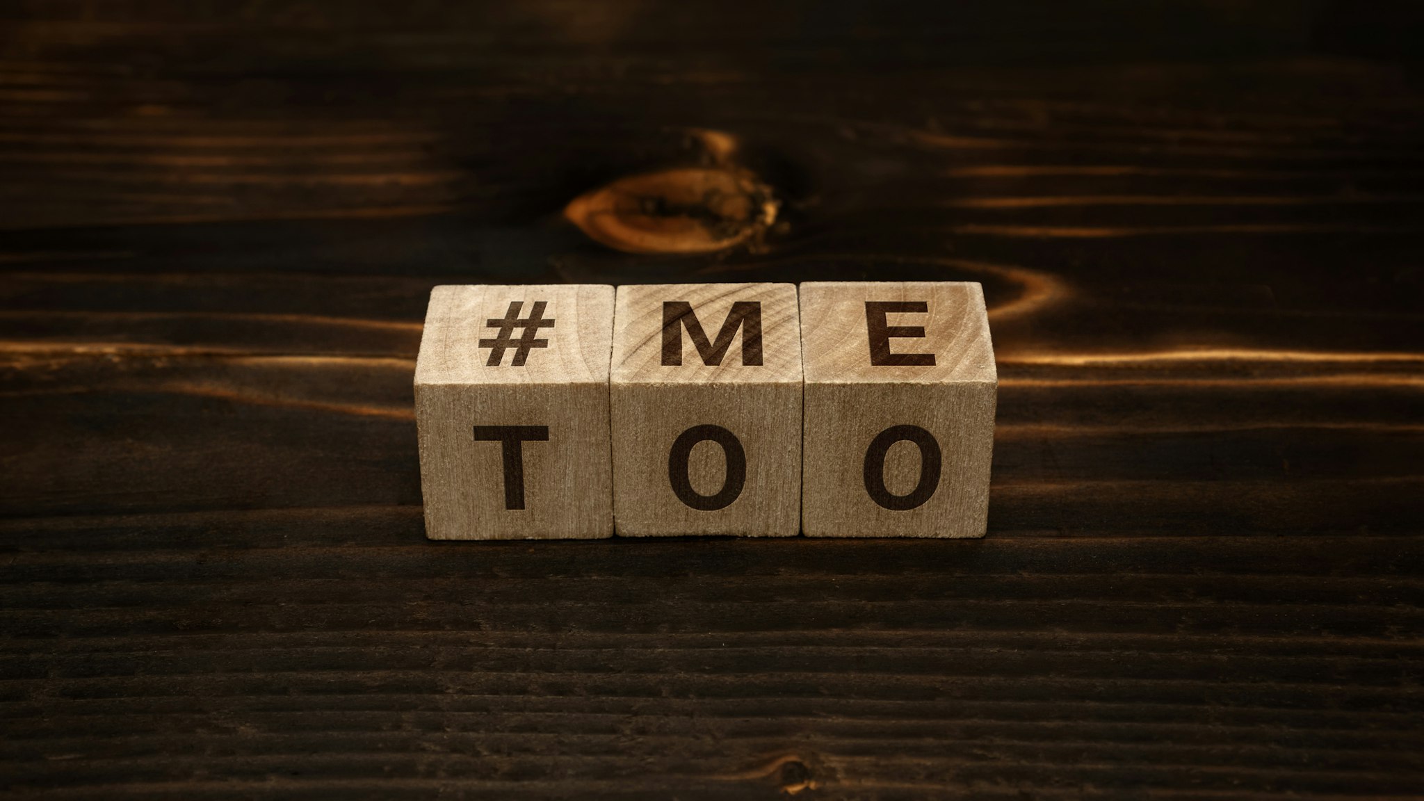 Hashtag Me Too Words on Wooden Blocks - stock photo