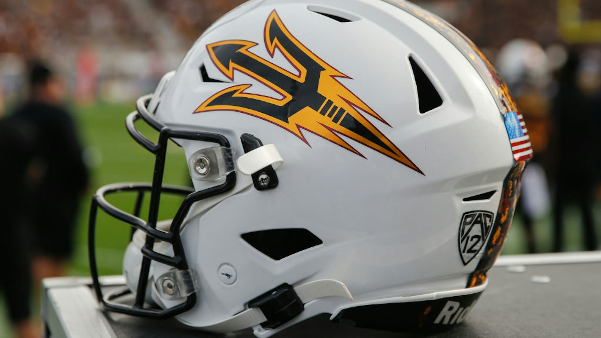 TEMPE, AZ - NOVEMBER 09: An Arizona State Sun Devils helmet during the college football game between the USC Trojans and the Arizona State Sun Devils on November 9, 2019 at Sun Devil Stadium in Tempe, Arizona. (Photo by Kevin Abele/Icon Sportswire via Getty Images)