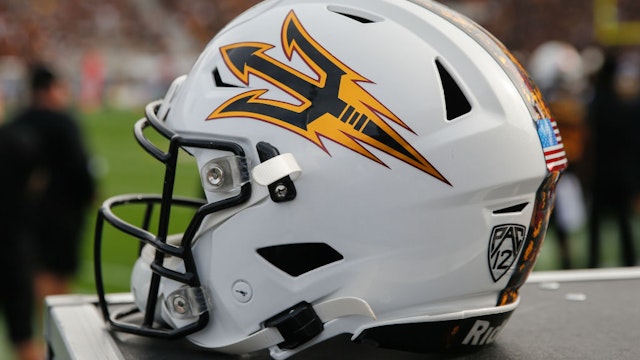 TEMPE, AZ - NOVEMBER 09: An Arizona State Sun Devils helmet during the college football game between the USC Trojans and the Arizona State Sun Devils on November 9, 2019 at Sun Devil Stadium in Tempe, Arizona. (Photo by Kevin Abele/Icon Sportswire via Getty Images)