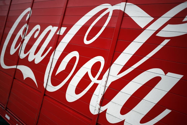 Signage is displayed on a Coca-Cola Co. delivery truck in Frankfort, Kentucky, U.S., on Monday, Feb. 10, 2020.