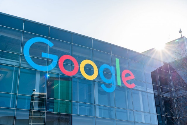 MOUNTAIN VIEW, UNITED STATES - 2020/02/23: American multinational technology company Google logo seen at Googleplex, the corporate headquarters complex of Google and its parent company Alphabet Inc.