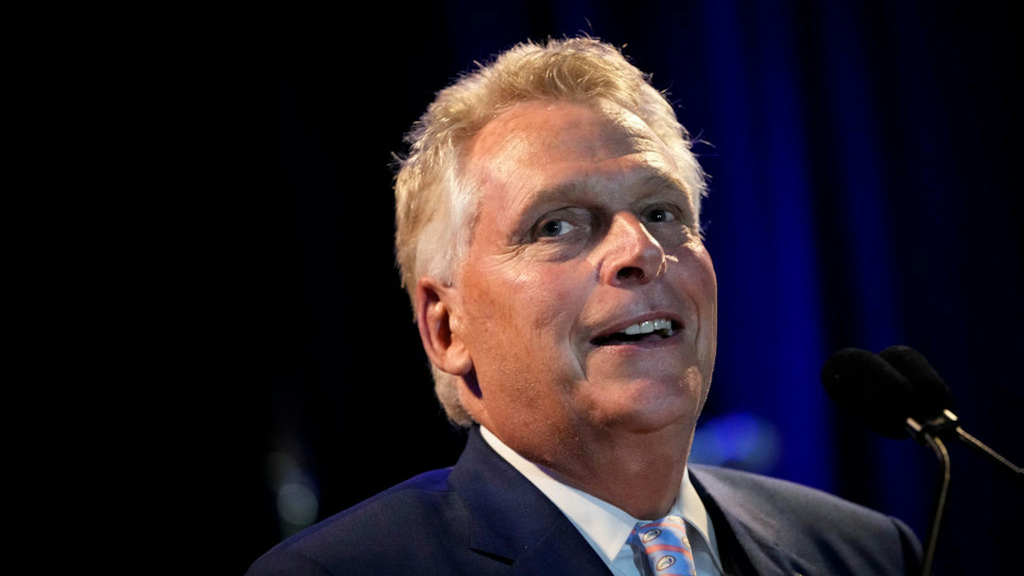 Gubernatorial candidate Terry McAuliffe greets supporters at an election-night event after winning the Democratic primary on June 8, 2021 in McLean, Virginia.