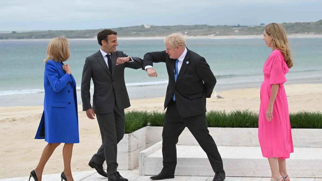 WATCH: Vaccinated G7 Leaders Share Awkward Unmasked Elbow Bumps