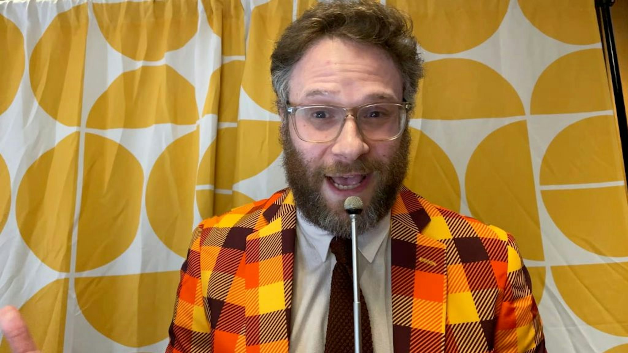 UNSPECIFIED - OCTOBER 21: In this screengrab, host and HFC founder Seth Rogen speaks during Hilarity For Charity's Head To Head Virtual Game Night, hosted by Seth Rogen, presented by Biogen, on October 21, 2020. Hilarity For Charity's Head To Head Virtual Game Night is a 70s-themed fundraiser benefitting Alzheimer’s awareness. (Photo by Getty Images/Getty Images for Hilarity for Charity)