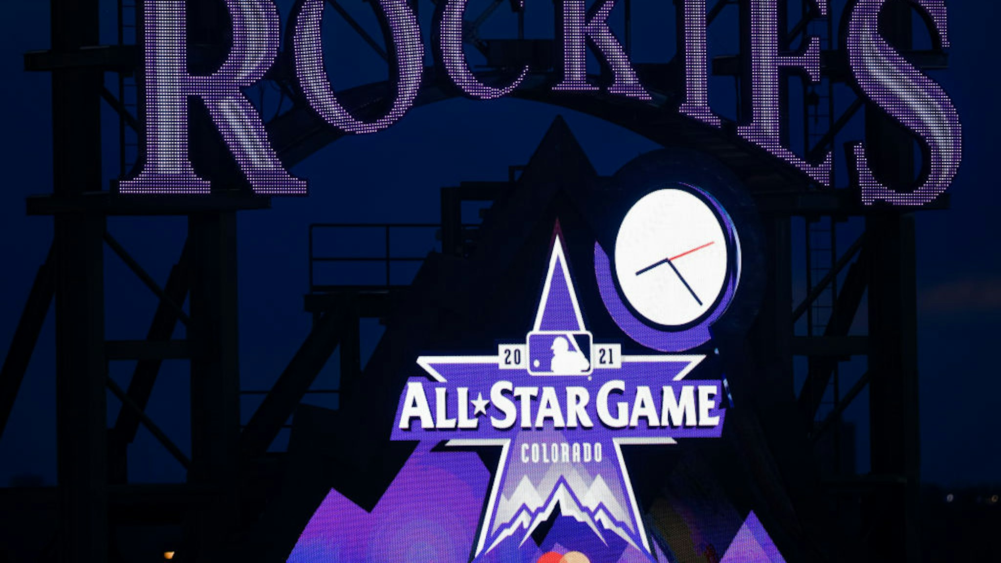 DENVER, CO - MAY 13: A general view of the scoreboard featuring the All-Star Game logo during a game between the Cincinnati Reds and Colorado Rockies at Coors Field on May 13, 2021 in Denver, Colorado. (Photo by Justin Edmonds/Getty Images)