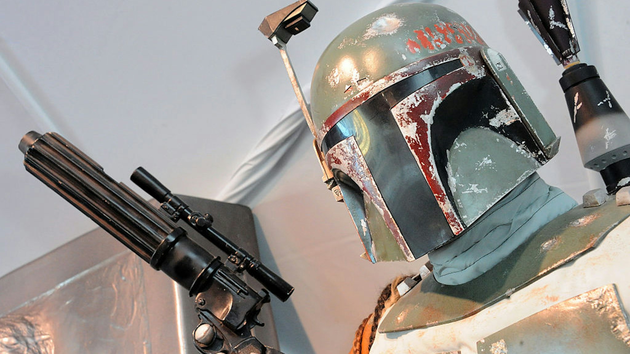 LOS ANGELES, CA - DECEMBER 13: Hollywood Prepares For The Premiere Of Walt Disney Pictures And Lucasfilm's "Star Wars: The Force Awakens" : Boba Fett on display on the 2nd Day of Target's Share The Force held at LA Live on December 13, 2015 in Los Angeles, California. (Photo by Albert L. Ortega/Getty Images)