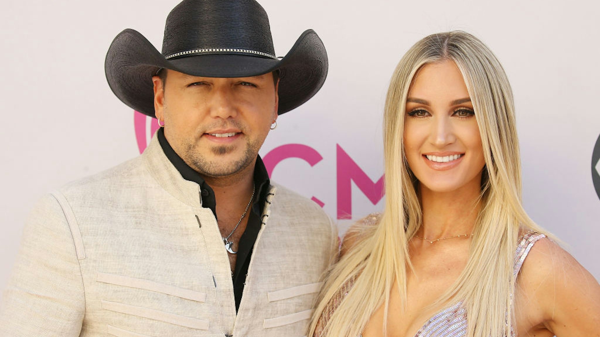 Jason Aldean and Brittany Kerr arrive at the 52nd Academy of Country Music Awards held at T-Mobile Arena on April 2, 2017 in Las Vegas, Nevada.
