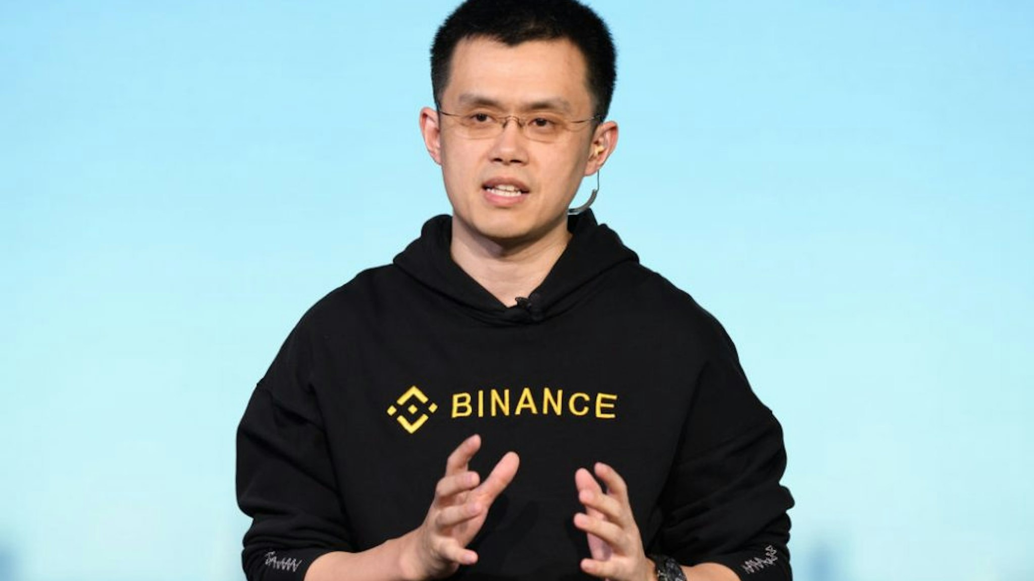 Zhao Changpeng, chief executive officer of Binance, speaks during a Bloomberg Television interview in Tokyo, Japan, on Thursday, Jan. 11, 2018. The worlds biggest cryptocurrency exchange keeps getting bigger. Binance.com is adding a couple of million registered users every week, with 240,000 people signing up in just an hour on Wednesday, said Zhao.