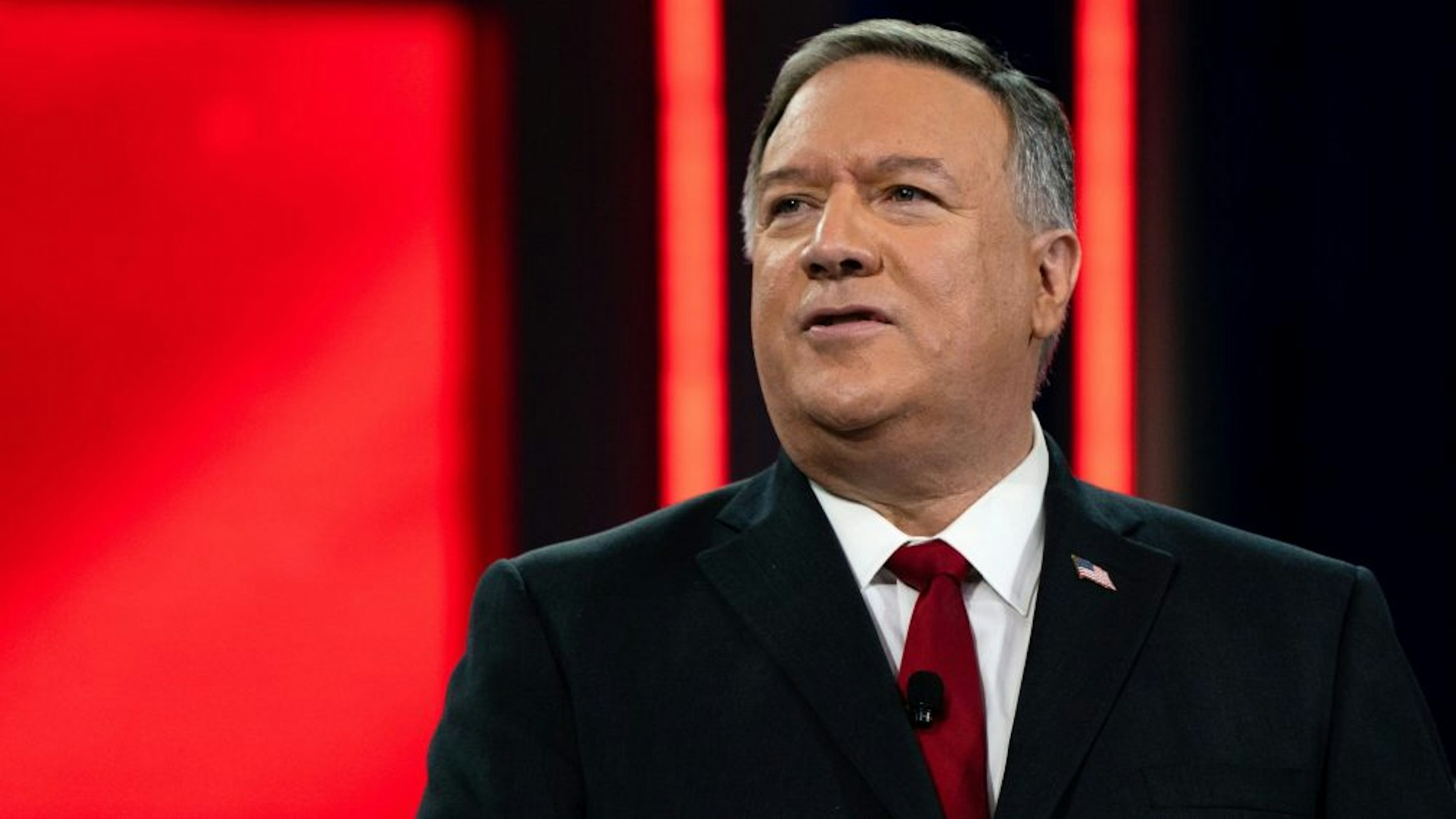 Michael Pompeo, former U.S. Secretary of State, speaks during the Conservative Political Action Conference (CPAC) in Orlando, Florida, U.S., on Saturday, Feb. 27, 2021. Donald Trump will speak at the annual Conservative Political Action Campaign conference in Florida, his first public appearance since leaving the White House, to an audience of mostly loyal followers.