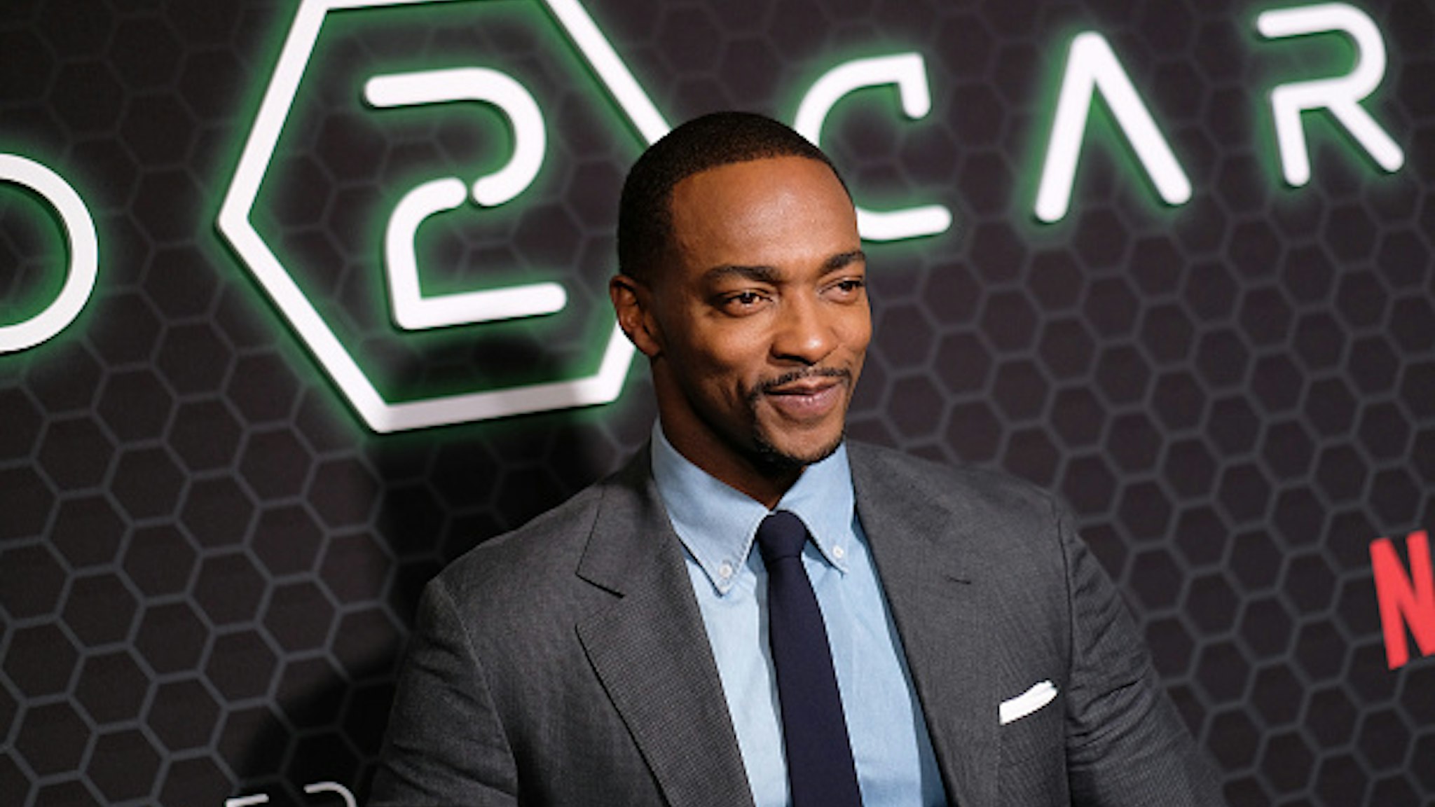 NEW YORK, NEW YORK - FEBRUARY 24: Anthony Mackie attends Netflix's "Altered Carbon" Season 2 Photo Call at AMC Lincoln Square Theater on February 24, 2020 in New York City.