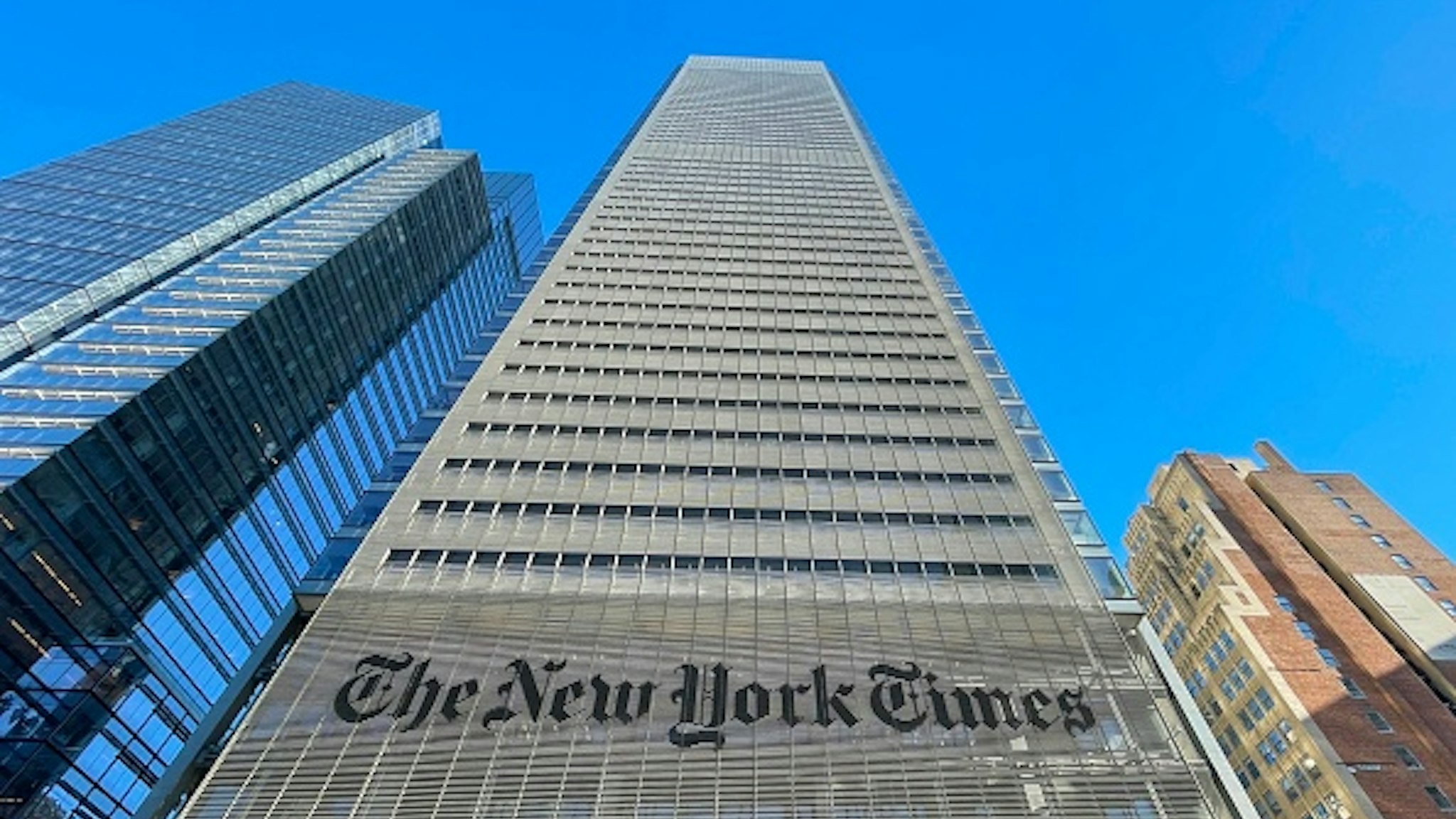 The New York Times Building is seen in New York City on February 4, 2021.