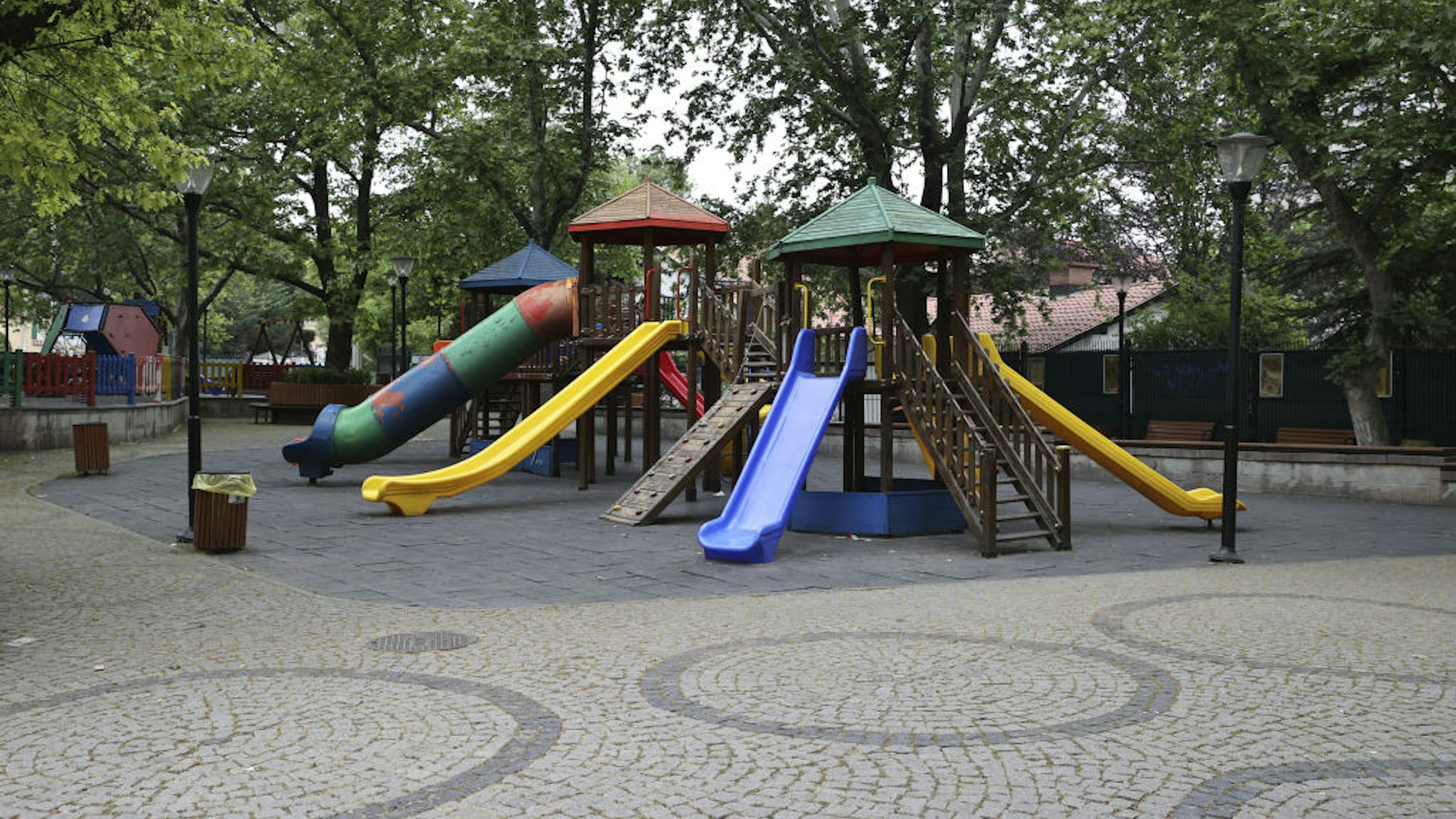 ANKARA, TURKEY - MAY 22: A view of empty playground on nationwide weekend curfew imposed from 9 p.m. local time on Friday and last until 5 a.m. on Monday as a measure for curbing the spread of the novel type of coronavirus (COVID-19) pandemic in Ankara, Turkey on May 22, 2021.