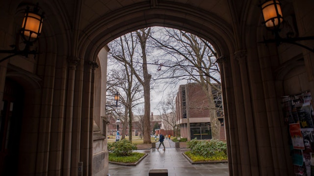 PRINCETON, NJ - FEBRUARY 04: A man walks on campus at Princeton University on February 4, 2020 in Princeton, New Jersey. The university said over 100 students, faculty, and staff who recently traveled to China must 'self-isolate' themselves for 14 days to contain any possible exposure to the novel coronavirus.