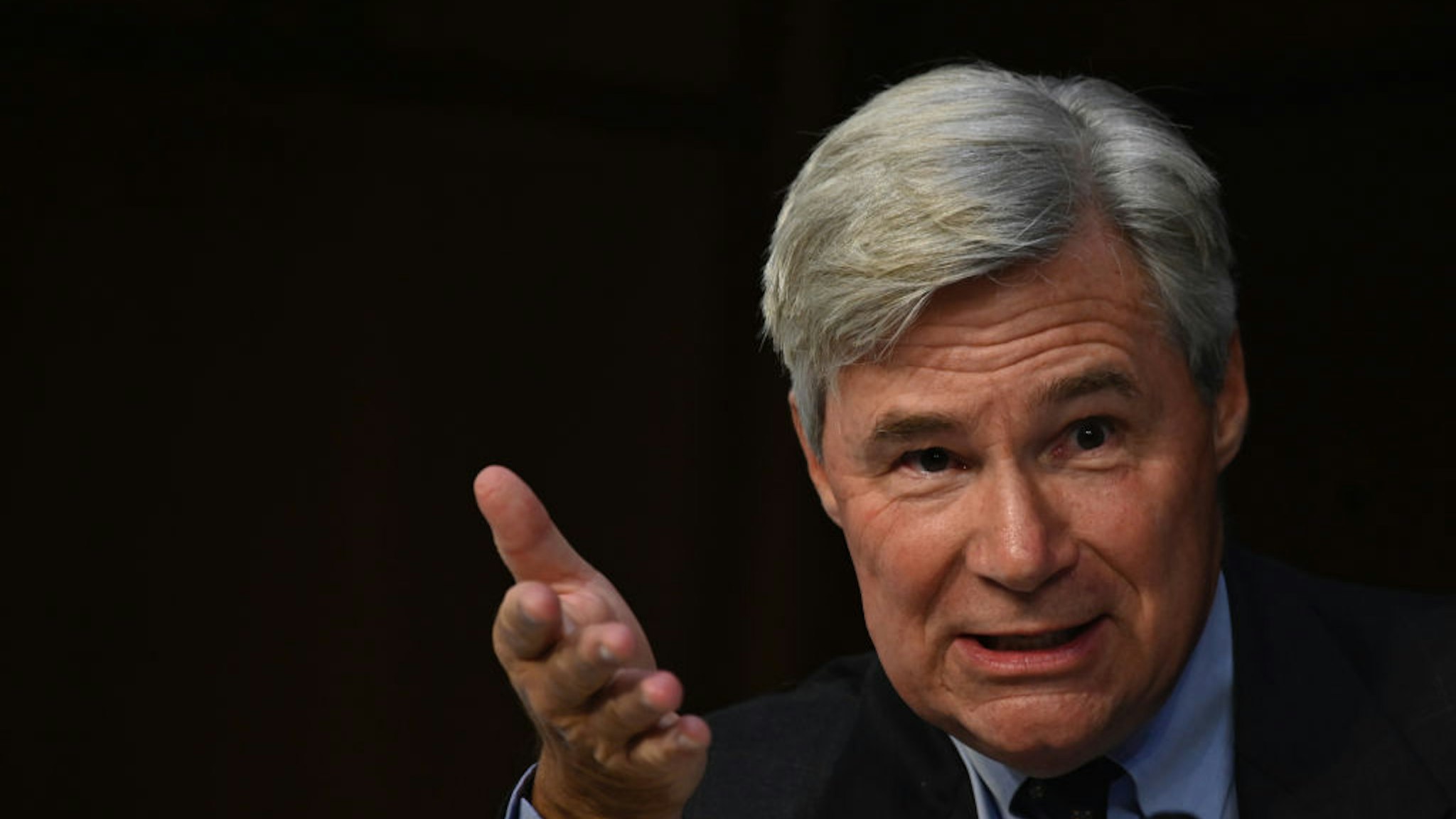 WASHINGTON, DC - OCTOBER 14: U.S. Sen. Sheldon Whitehouse (D-RI) questions Supreme Court nominee Judge Amy Coney Barrett as she testifies before the Senate Judiciary Committee on the third day of her Supreme Court confirmation hearing on Capitol Hill on October 14, 2020 in Washington, DC. Barrett was nominated by President Donald Trump to fill the vacancy left by Justice Ruth Bader Ginsburg who passed away in September.