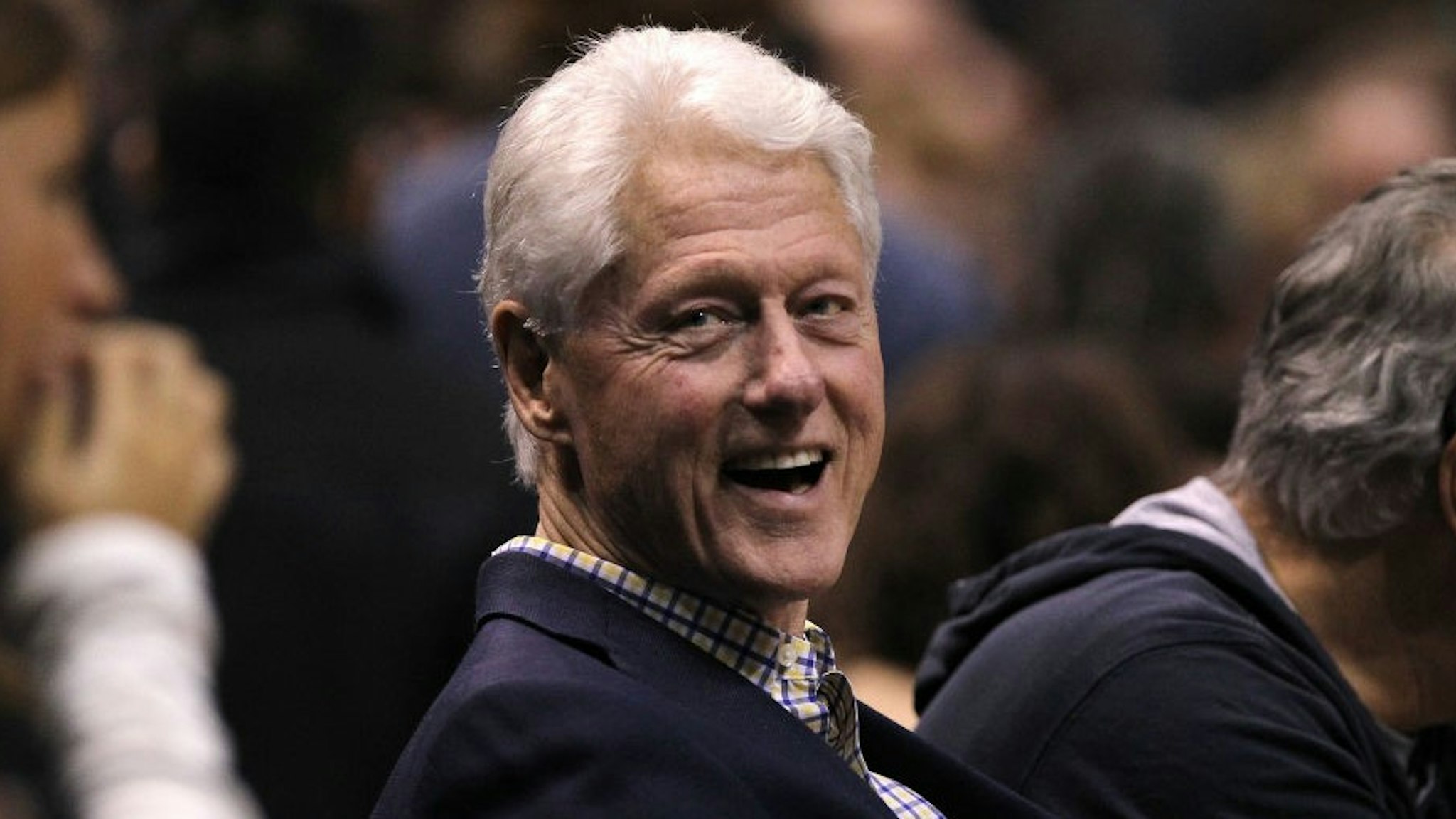 MILWAUKEE, WI - APRIL 26: Former President of the United States Bill Clinton looks on during Game Six of Round One of the 2018 NBA Playoffs between the Milwaukee Bucks and Boston Celtics at the Bradley Center on April 26, 2018 in Milwaukee, Wisconsin. NOTE TO USER: User expressly acknowledges and agrees that, by downloading and or using this photograph, User is consenting to the terms and conditions of the Getty Images License Agreement. (Photo by