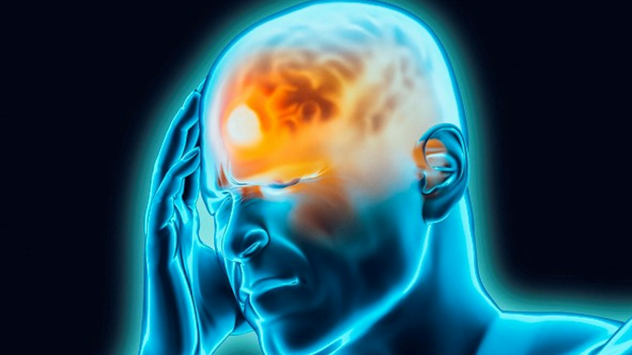 Headache or pain in human male brain