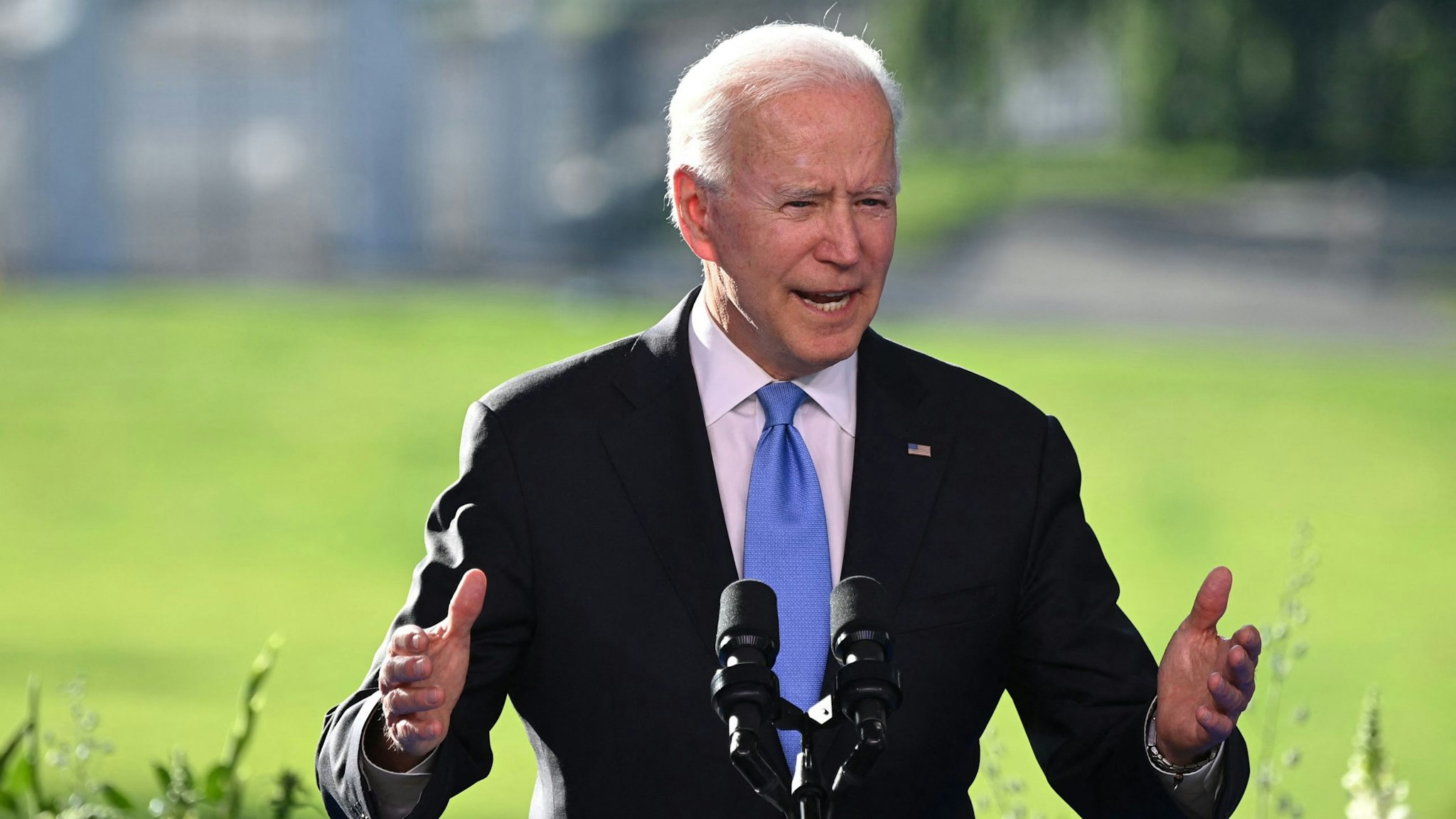 US President Joe Biden holds a press conference after the US-Russia summit in Geneva on June 16, 2021.