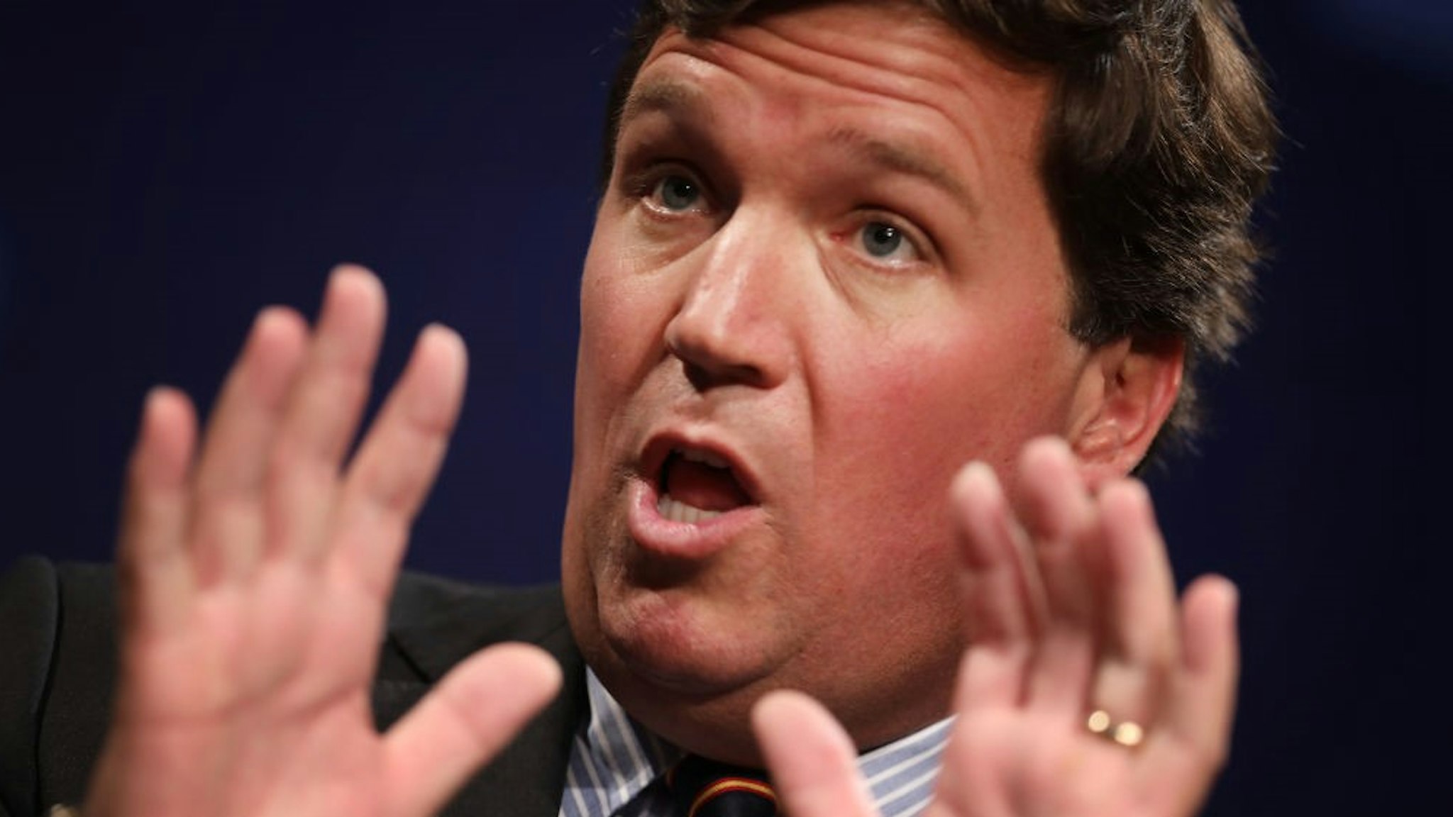 WASHINGTON, DC - MARCH 29: Fox News host Tucker Carlson discusses 'Populism and the Right' during the National Review Institute's Ideas Summit at the Mandarin Oriental Hotel March 29, 2019 in Washington, DC. Carlson talked about a large variety of topics including dropping testosterone levels, increasing rates of suicide, unemployment, drug addiction and social hierarchy at the summit, which had the theme 'The Case for the American Experiment.' (Photo by