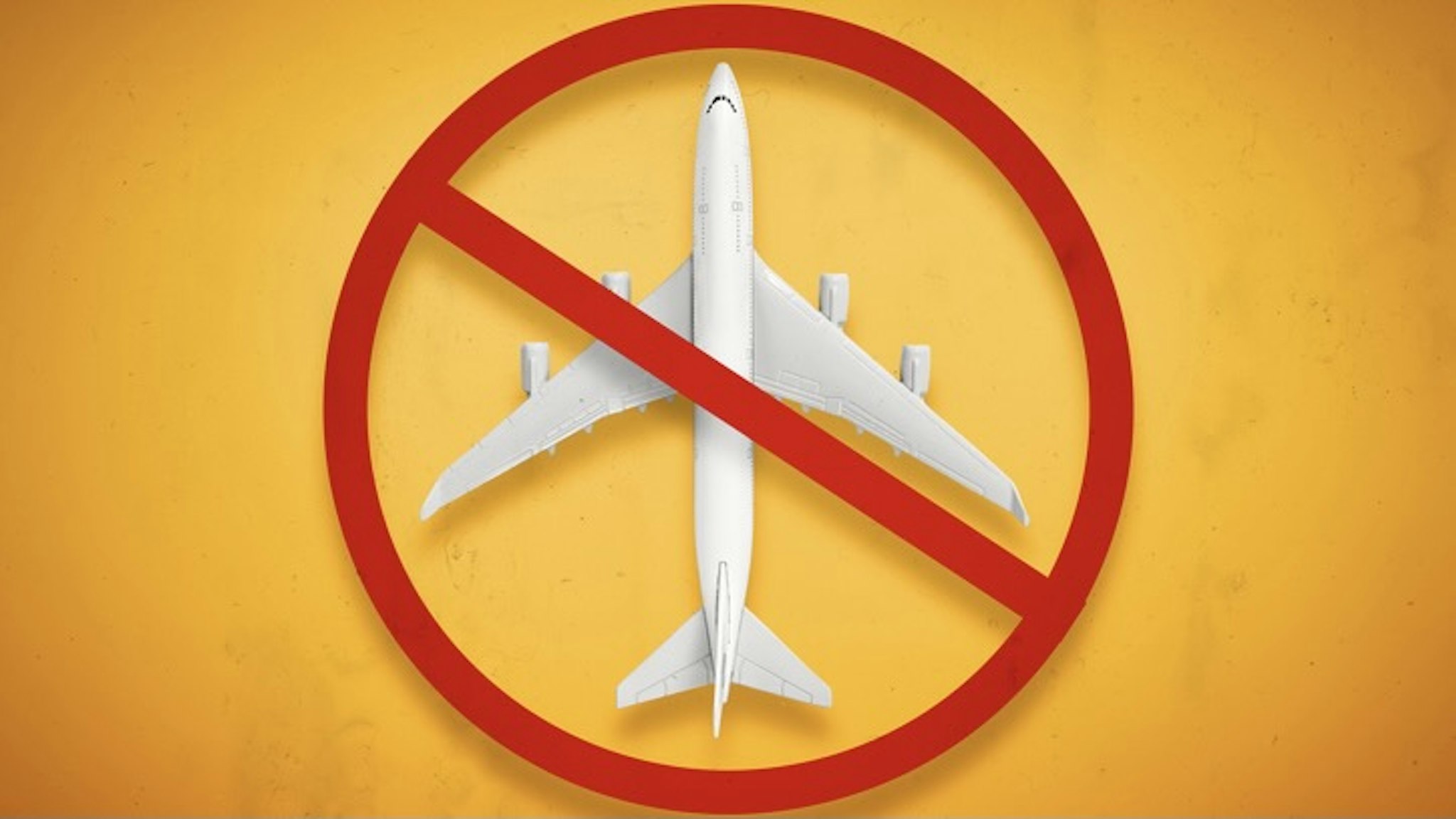 Travel Ban. Forbidden Airplane and Flight Ban Concept. - stock photo Constantine Johnny via Getty Images