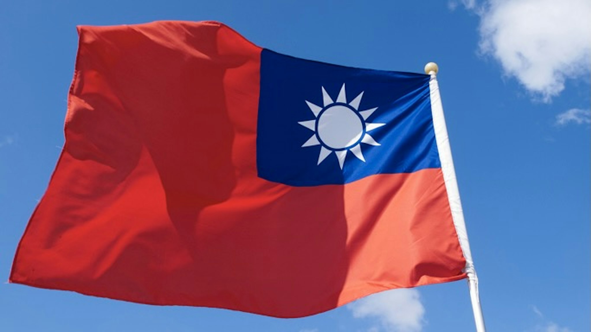 Taiwan Flag - stock photo Flag of the Republic of China, (Taiwan) in sunlight holgs via Getty Images