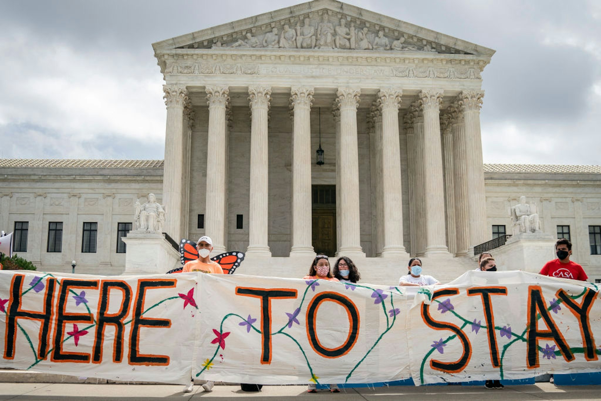 DACA recipients and their supporters rally outside the U.S. Supreme Court on June 18, 2020 in Washington, DC.