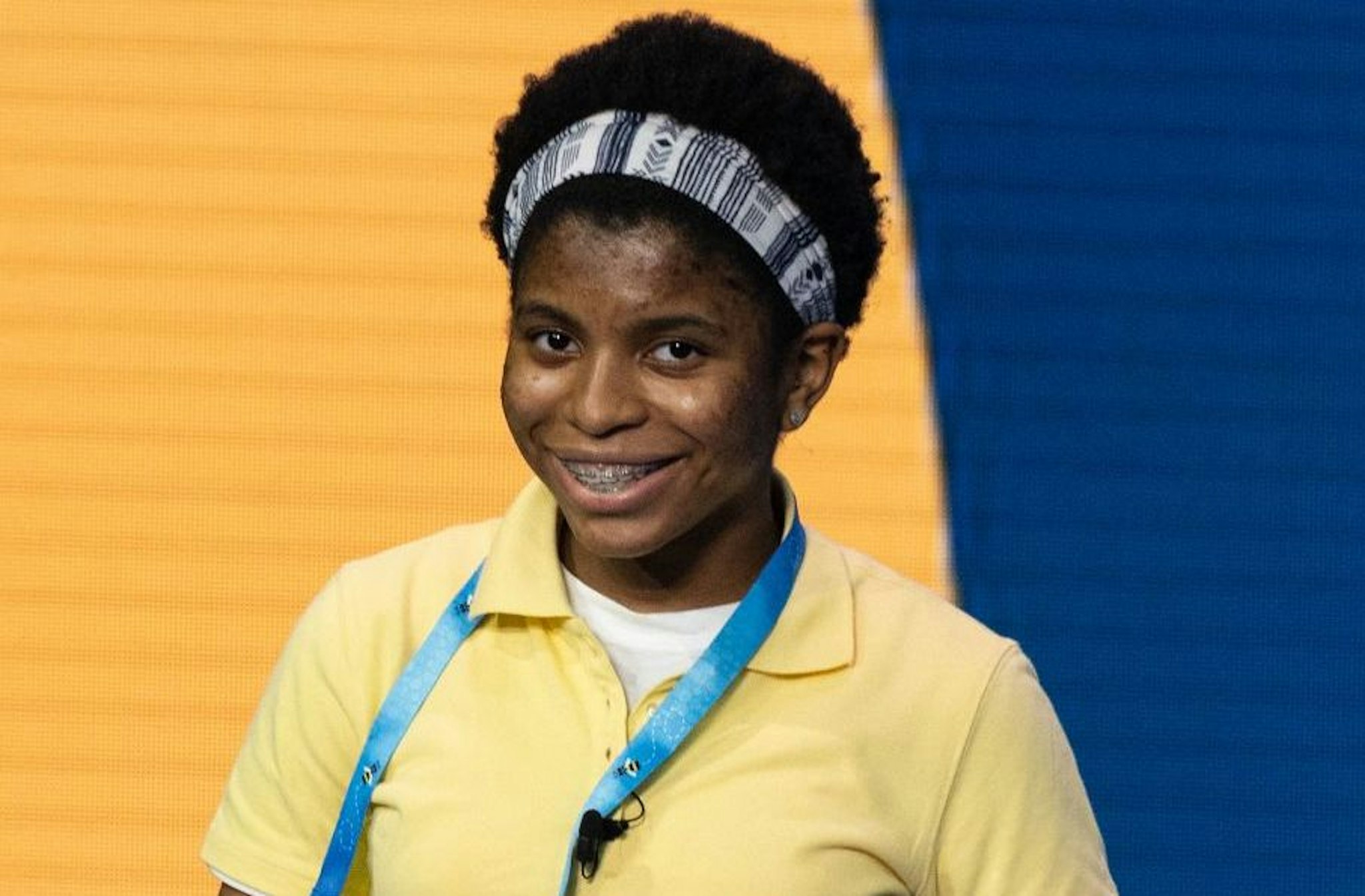 Zaila Avant-garde competes in the first round of the the Scripps National Spelling Bee finals in Orlando, Florida on July 8, 2021.