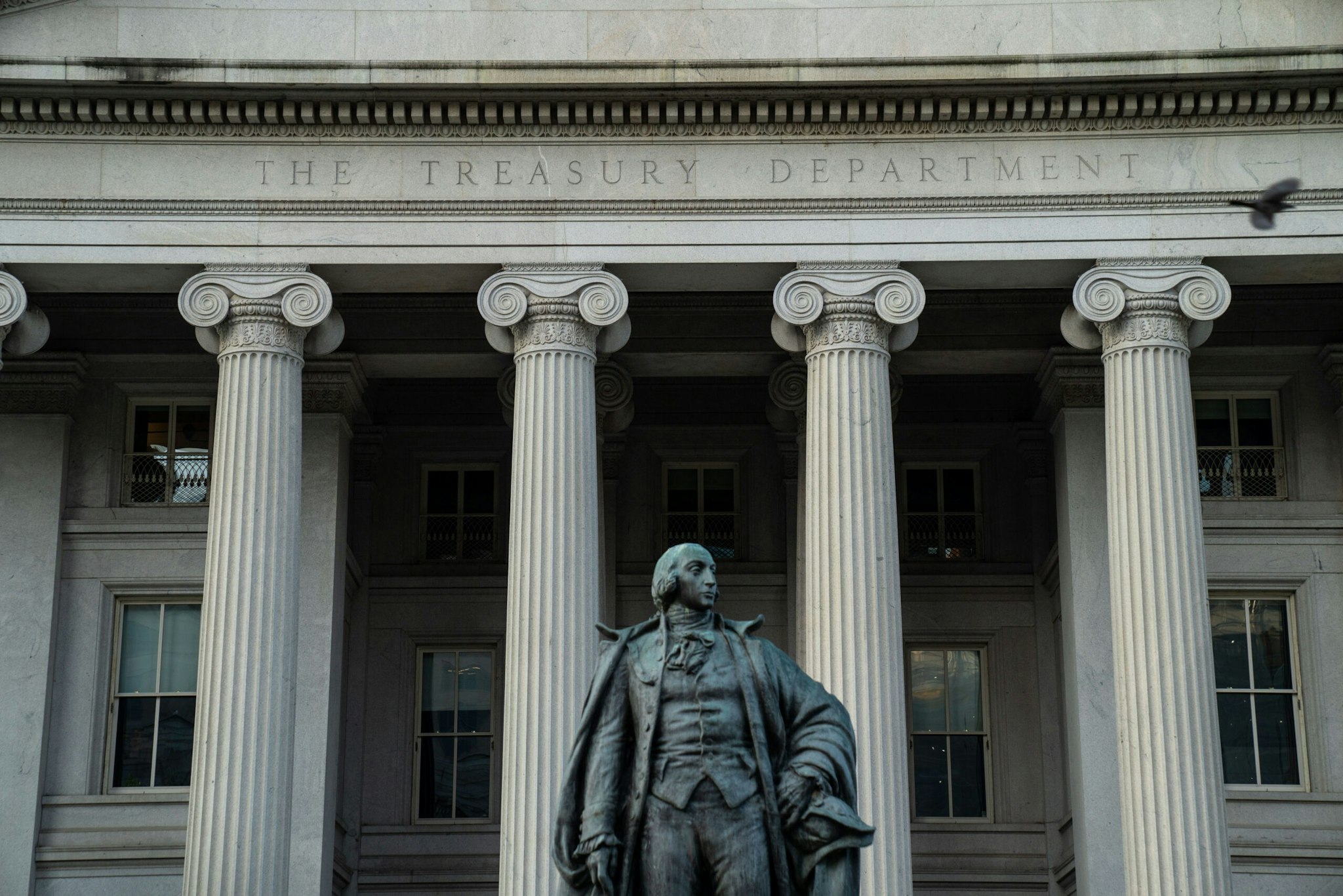 WASHINGTON, DC - JULY 16: The U.S. Treasury Building, photographed on Friday, July 16, 2021 in Washington, DC.