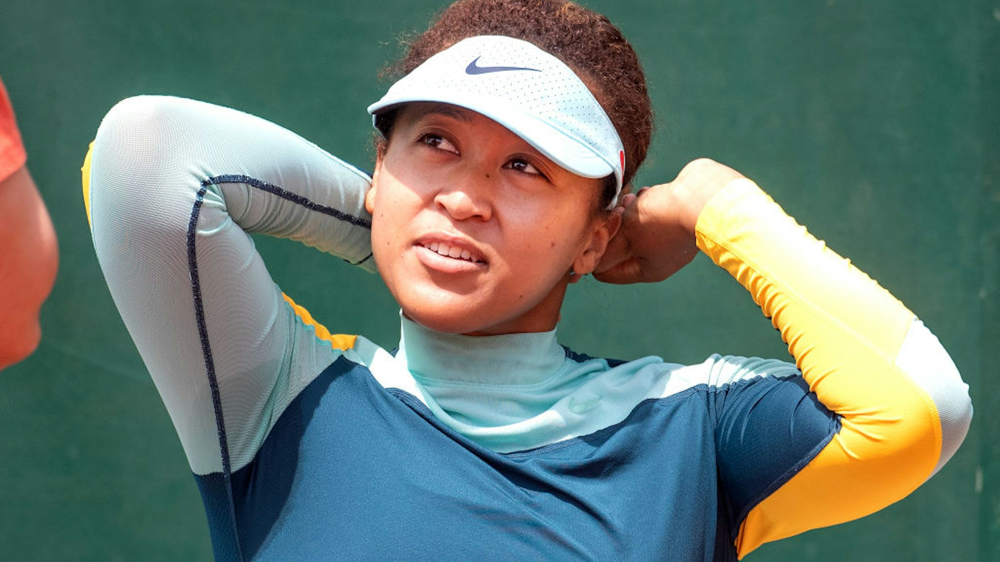 Naomi Osaka of Japan before practicing on court five in preparation for the 2021 French Open Tennis Tournament at Roland Garros on May 29th 2021 in Paris, France.