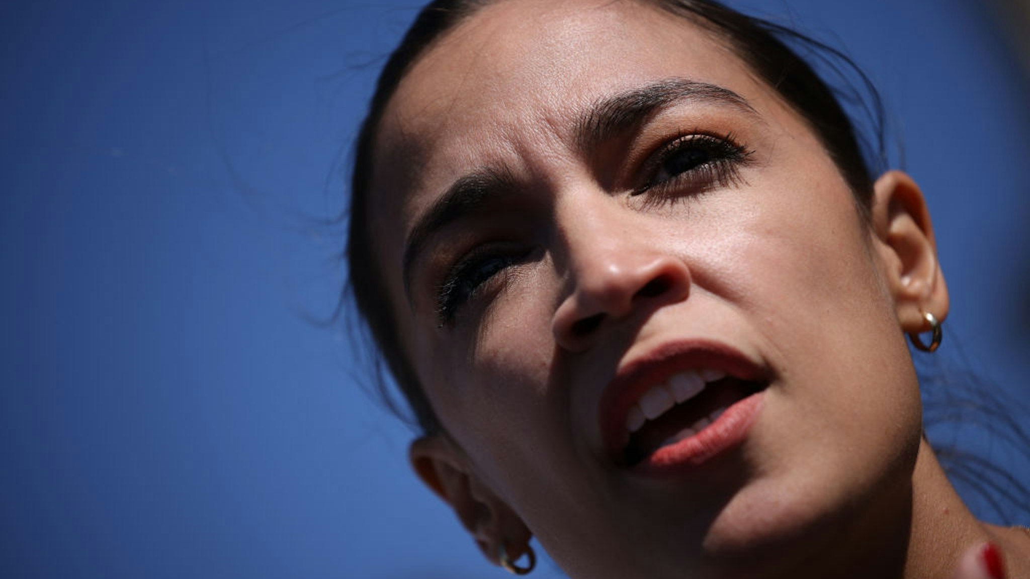 Rep. Alexandria Ocasio-Cortez (D-NY) speaks during an event outside Union Station June 16, 2021 in Washington, DC.