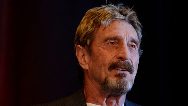 DENVER, CO - MAY 11: John McAfee founder of McAfee anti virus/security software was the keynote speaker for the 10th anniversary Rocky Mountain Information Security Conference at the Colorado Convention Center in Denver. McAfee a candidate for president spoke first with a panel then keynote address Wednesday, May 11, 2016.