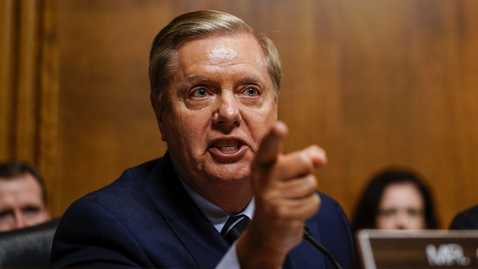 WASHINGTON, DC – SEPTEMBER 27: Sen. Lindsey O. Graham (R-S.C.) WASHINGTON, DC - SEPTEMBER 27: Sen. Lindsey O. Graham (R-S.C.) is animated in comments during a hearing with Judge Brett M. Kavanaugh with the a Senate Judiciary Committee on Thursday, September 27, 2018 on Capitol Hill.