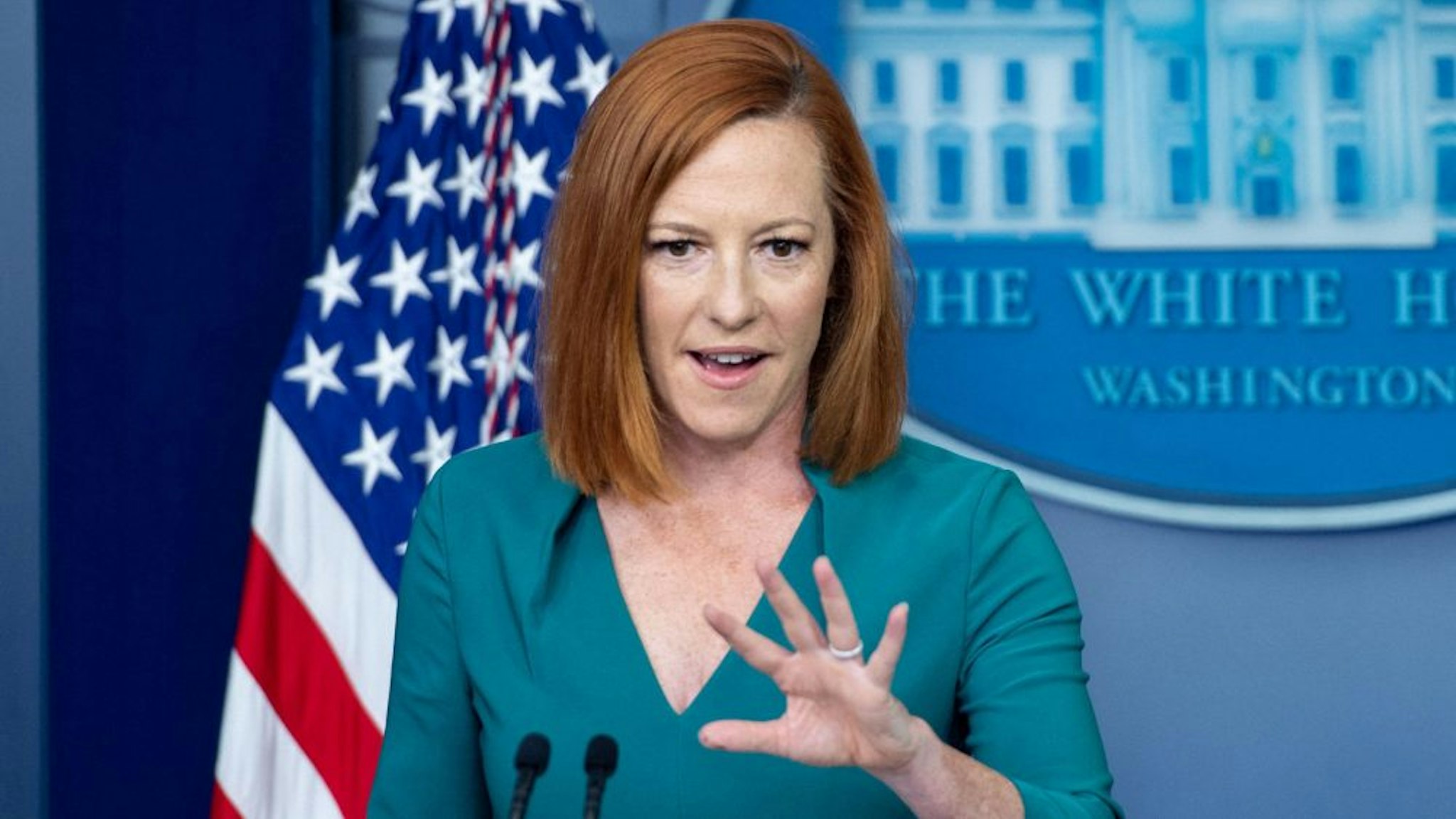 White House Press Secretary Jen Psaki holds the daily press briefing in the Brady Press Briefing Room of the White House in Washington, DC, July 6, 2021.