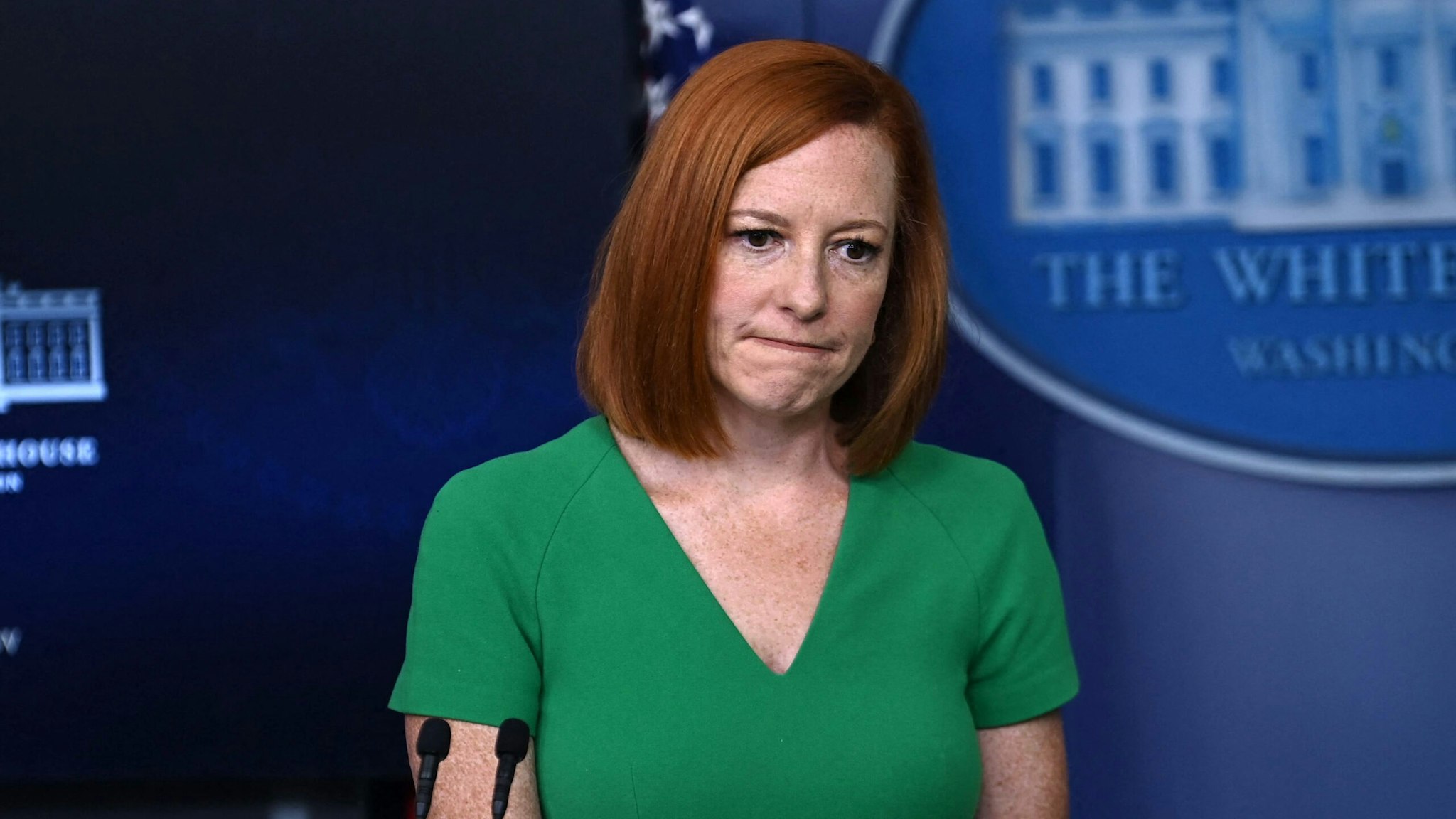 White House Press Secretary Jen Psaki speaks during the daily press briefing on July 16, 2021, in the Brady Briefing Room of the White House in Washington, DC.