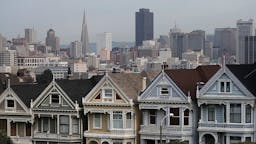 San Francisco SAN FRANCISCO, CA - FEBRUARY 18: A view of San Francisco's famed Painted Ladies victorian houses on February 18, 2014 in San Francisco, California.