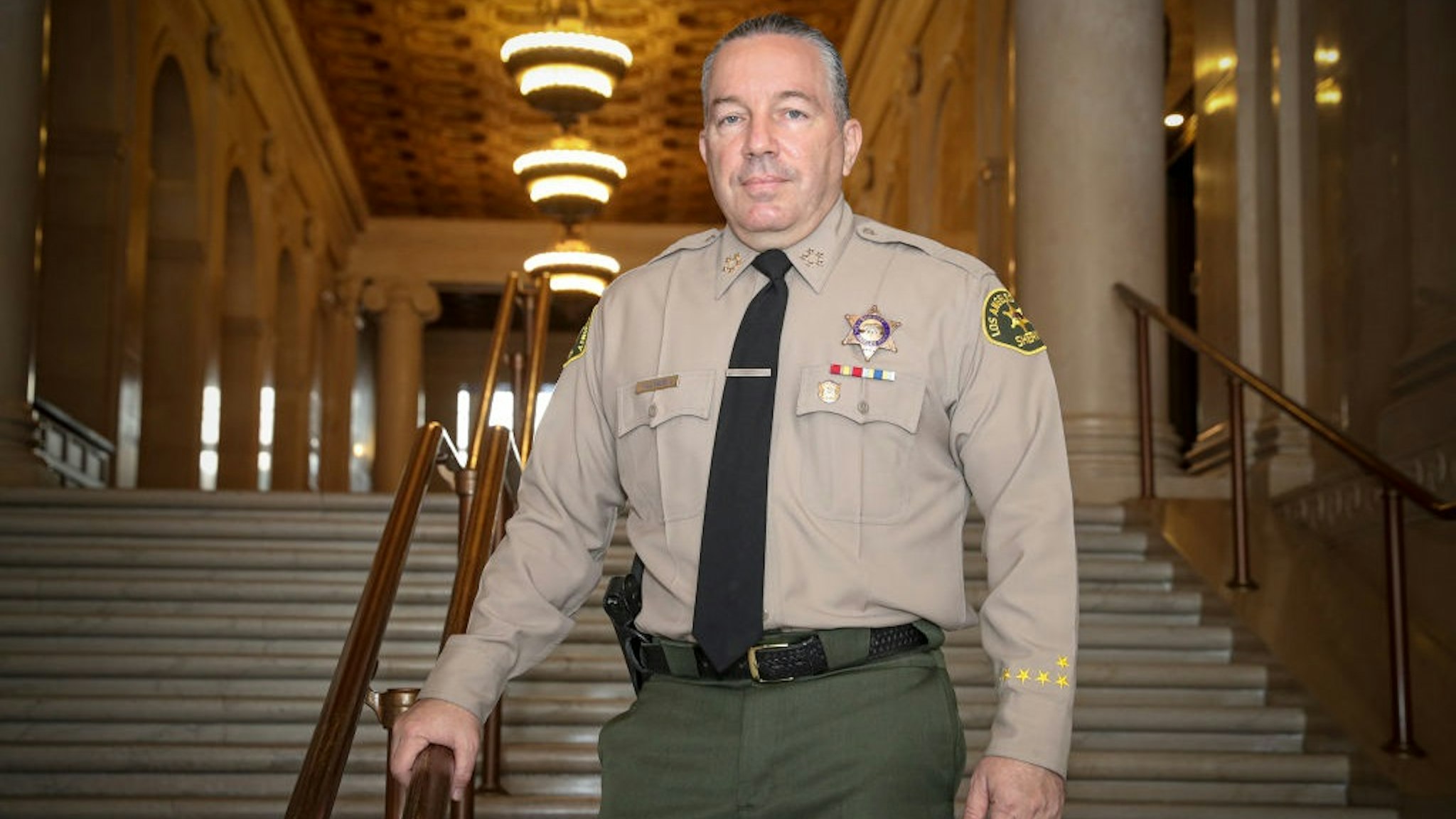 LOS ANGELES, CA - AUGUST 12: Sheriff Alex Villanueva photographed in Hall of Justice on Wednesday, Aug. 12, 2020 in Los Angeles, CA.