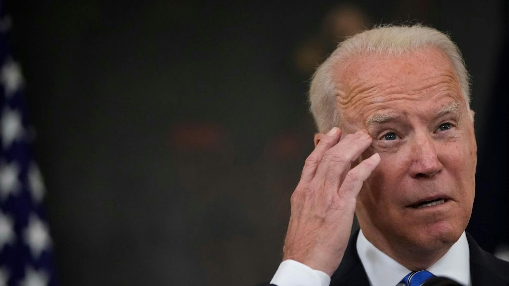 President Biden Speaks On The American Rescue Plan At White House WASHINGTON, DC - JULY 19: U.S. President Joe Biden speaks about the nation's economic recovery amid the COVID-19 pandemic in the State Dining Room of the White House on July 19, 2021 in Washington, DC. Biden also reiterated his hope that Facebook will better police vaccine misinformation on their platform. (Photo by