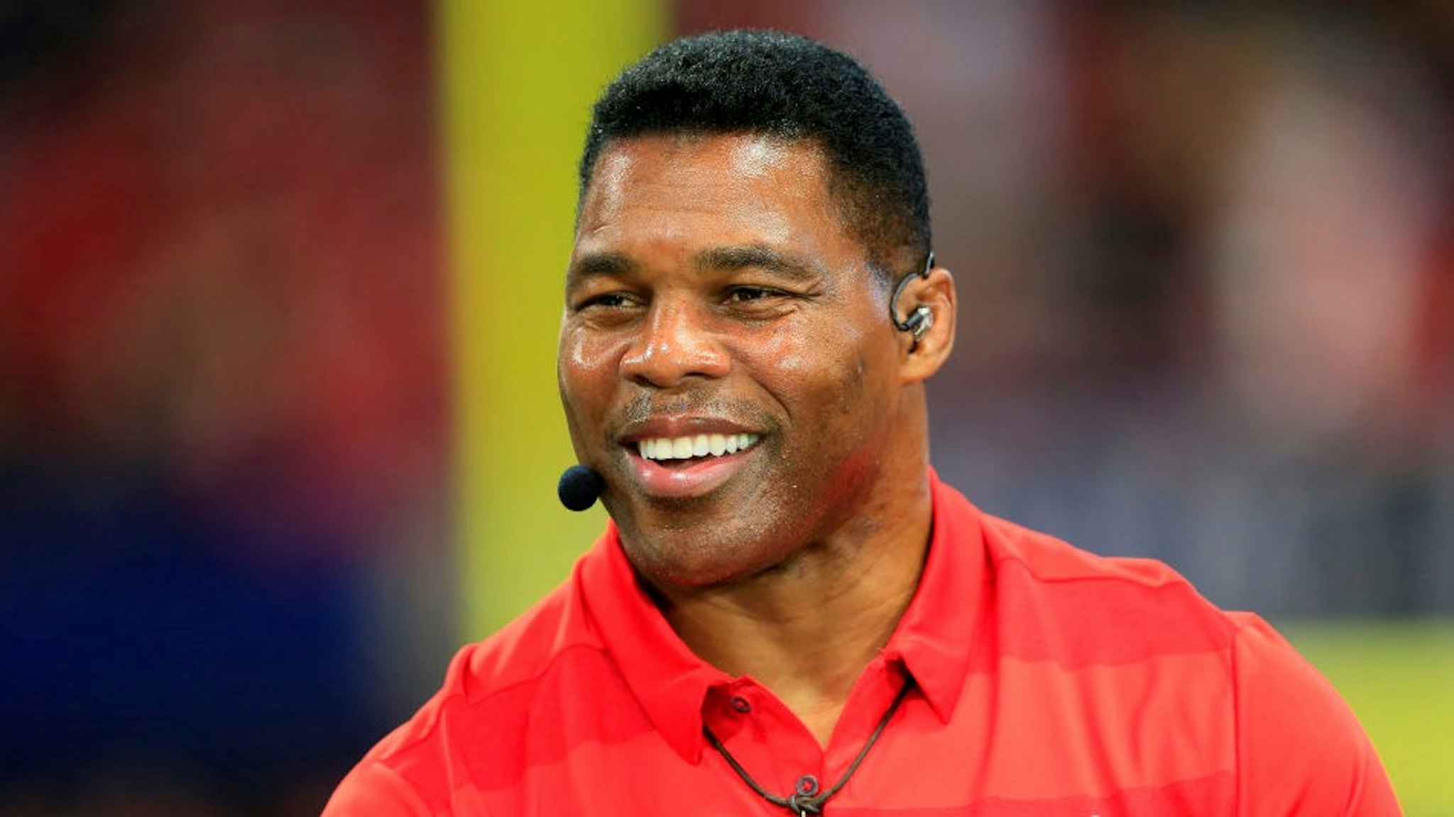 ATLANTA, GA - DECEMBER 07: Former UGA football great Herschel Walker was a guest on the pregame show before the SEC Championship Game between the UGA Bulldogs and the LSU Tigers on December 7, 2019 at the Mercedes-Benz Stadium in Atlanta, Georgia. (Photo by