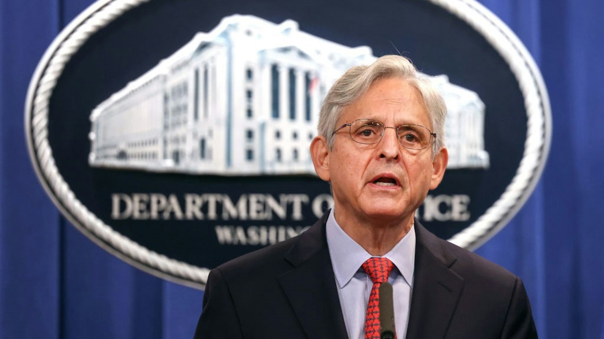 WASHINGTON, DC - AUGUST 05: U.S. Attorney General Merrick Garland announces a federal investigation of the City of Phoenix and the Phoenix Police Department during a news conference at the Department of Justice on August 05, 2021 in Washington, DC.
