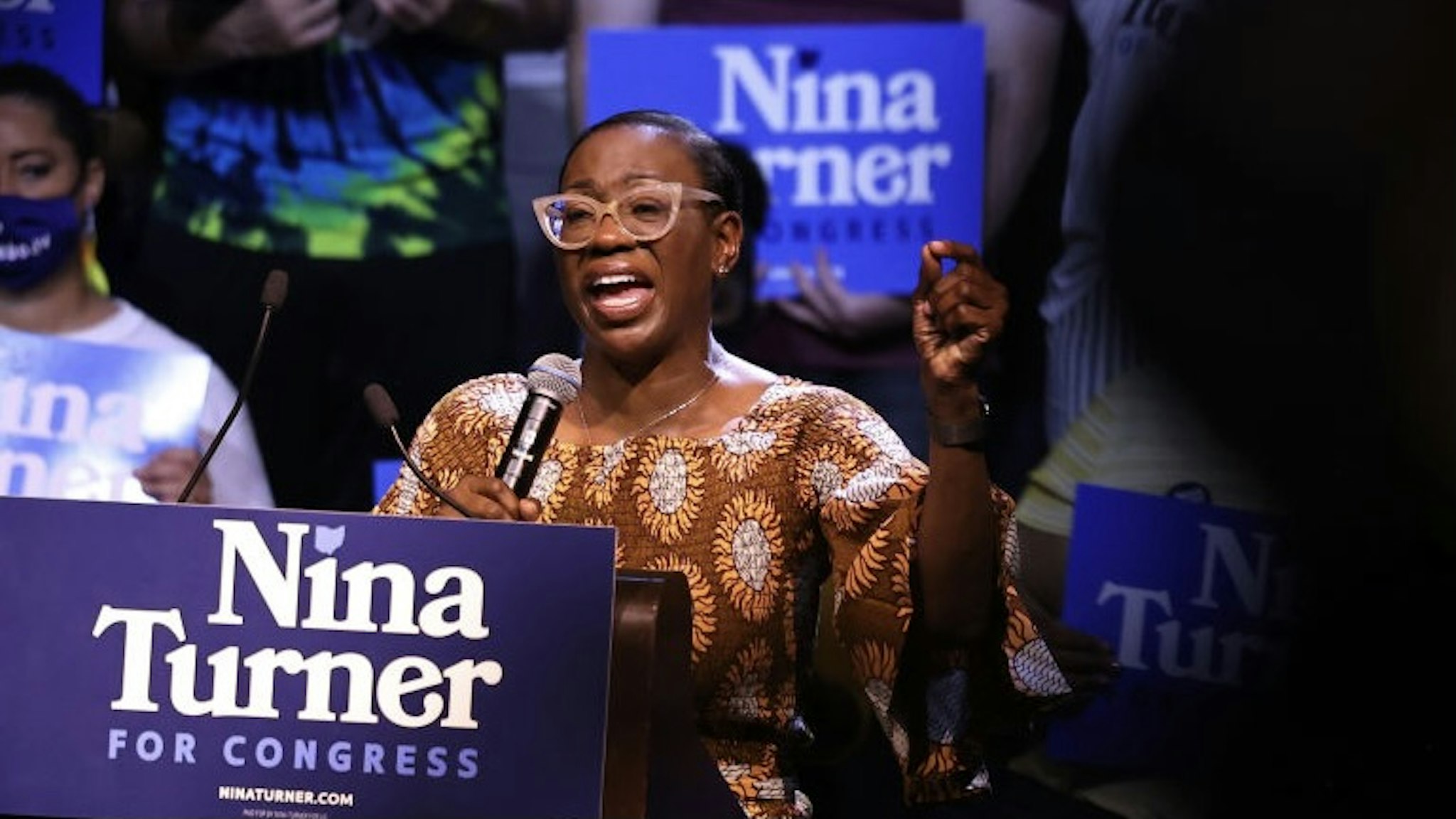 Nina Turner Campaigns Ahead Of Special Democratic Primary In Ohio's 11th Congressional District CLEVELAND, OHIO - JULY 31: Congressional Candidate Nina Turner speaks during a Get Out the Vote rally at Agora Theater & Ballroom on July 31, 2021 in Cleveland, Ohio. Congressional Candidate Nina Turner was joined by Sen. Bernie Sanders (I-VT), Minnesota Attorney General Keith Ellison, and Dr. Cornell West for a GOTV campaign rally on the final weekend of early voting before Tuesdays Primary Special Election for Ohio's 11th Congressional District primary were Turner and Cuyahoga Councilwoman Shontel Brown are the frontrunners ahead of 11 other Democratic candidates in the race. The rally was followed by a march to the Board of Elections office. The special election was triggered after former Rep. Marcia Fudge, joined the Biden administration to become the U.S. Secretary of Housing and Urban Development. (Photo by Michael M. Santiago/Getty Images) Michael M. Santiago / Staff via Getty Images