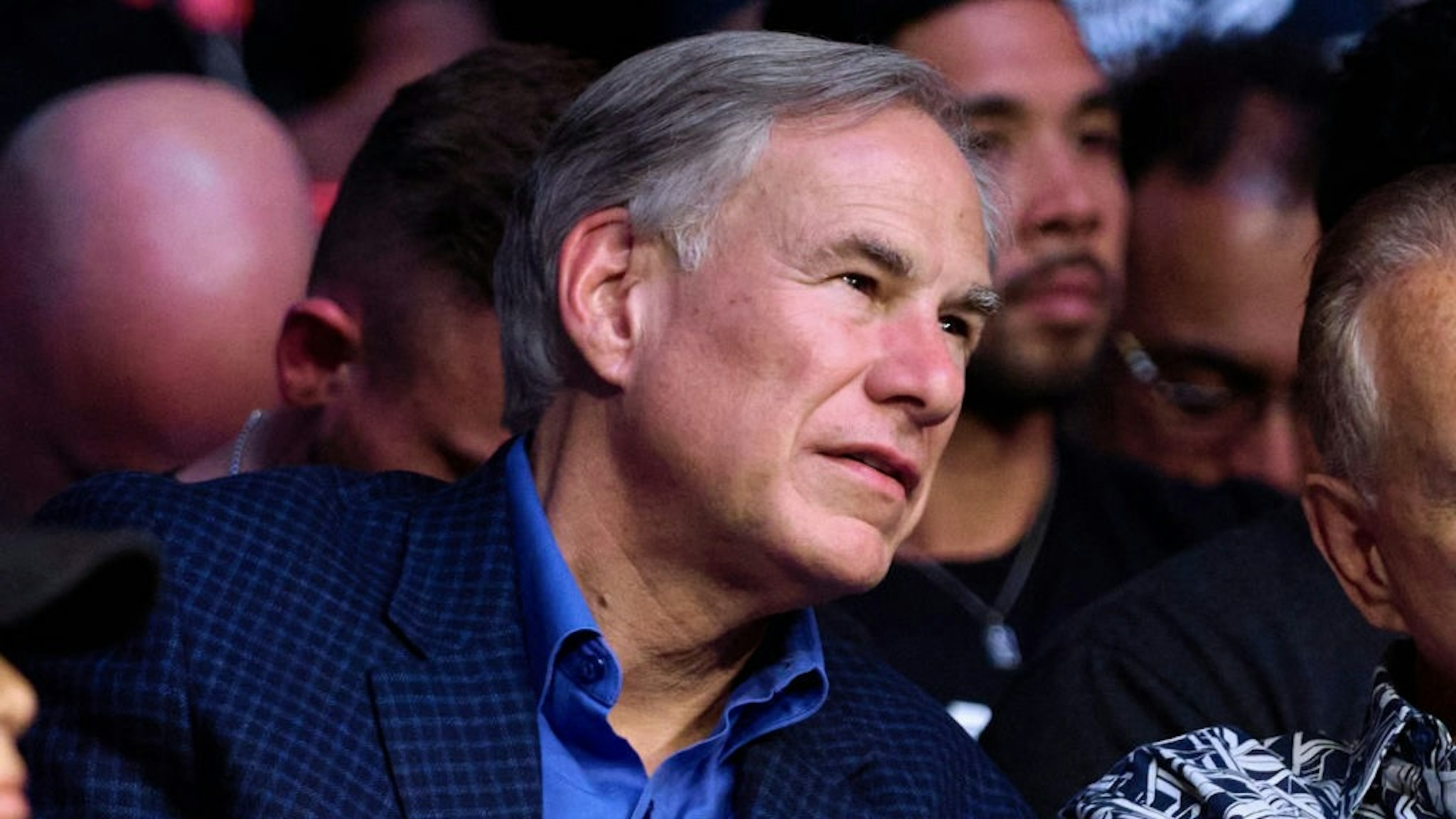 UFC 265: Lewis v Gane HOUSTON, TEXAS - AUGUST 07: Governor of Texas Greg Abbott is seen in attendance during the UFC 265 event at Toyota Center on August 07, 2021 in Houston, Texas. (Photo by Cooper Neill/Zuffa LLC) Cooper Neill / Contributor via Getty Images