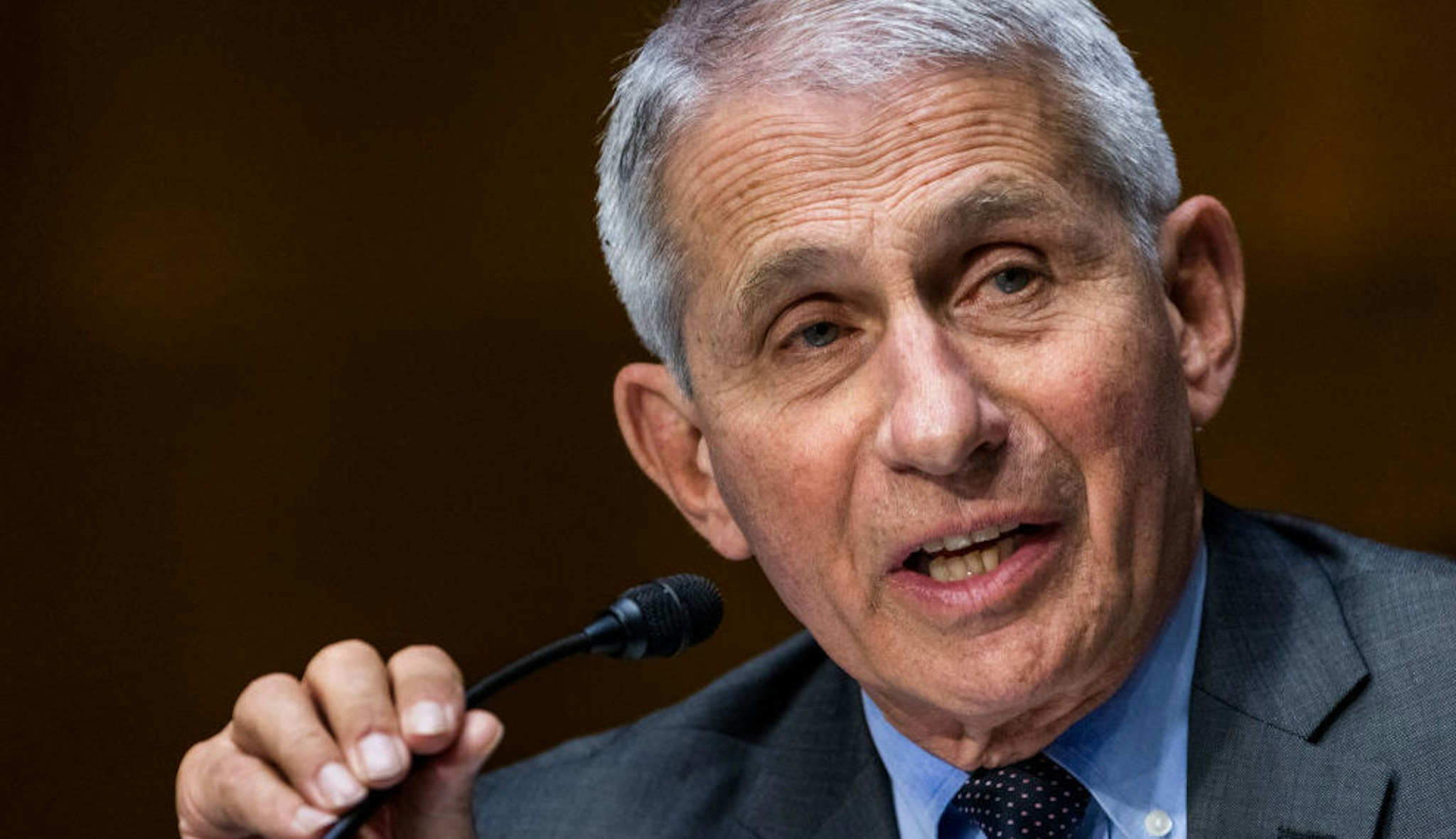 WASHINGTON, DC - MAY 11: Anthony Fauci, Director of the National Institute of Allergy and Infectious Diseases at the National Institutes of Health (NIH), testifies before a Senate Health, Education, Labor, and Pensions hearing to examine an update from Federal officials on efforts to combat COVID-19 in the Dirksen Senate Office Building on May 11, 2021 in Washington, DC.