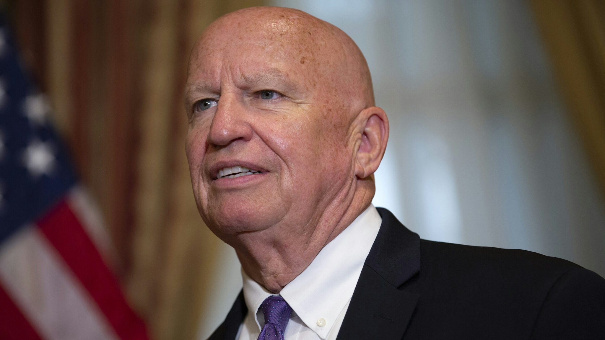 Representative Kevin Brady, a Republican from Texas and ranking member of the House Ways and Means Committee, listens during a bill enrollment ceremony for the Taxpayer First Act on Capitol Hill in Washington D.C., U.S. on Friday, June 21, 2019. President Donald Trump said he called off retaliatory strikes on three Iranian sites following the downing of a U.S. Navy drone because the action would not have been "proportionate." Photographer:
