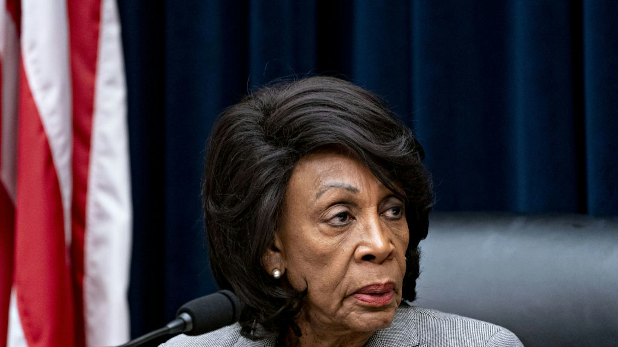 Representative Maxine Waters, a Democrat from California and chairwoman of the House Financial Services Committee, listens during a hearing with Steven Mnuchin, U.S. Treasury secretary, not pictured, in Washington, D.C., U.S., on Thursday, Dec. 5, 2019.