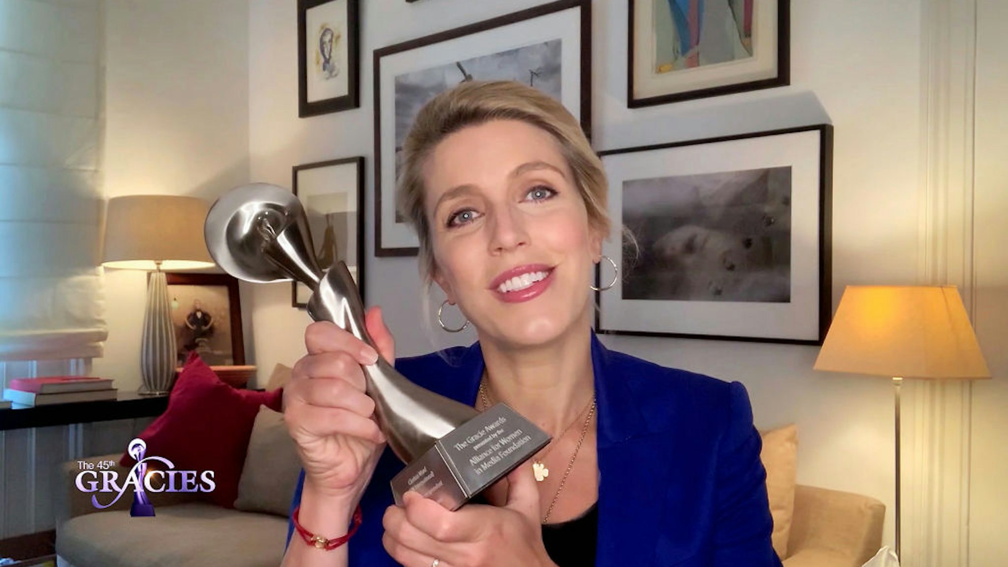 In this screengrab, Clarissa Ward accepts the Best Reporter/Correspondent award for "CNN International," at the 45th Anniversary Gracie Awards on September 10, 2020.