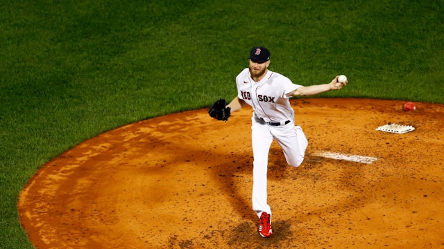 BOSTON, MASSACHUSETTS - AUGUST 20: Starting Pitcher Chris Sale #41 of the Boston Red Sox pitches at the top fourth inning of the game against the Texas Rangers at Fenway Park on August 20, 2021 in Boston, Massachusetts. (Photo by Omar Rawlings/Getty Images)